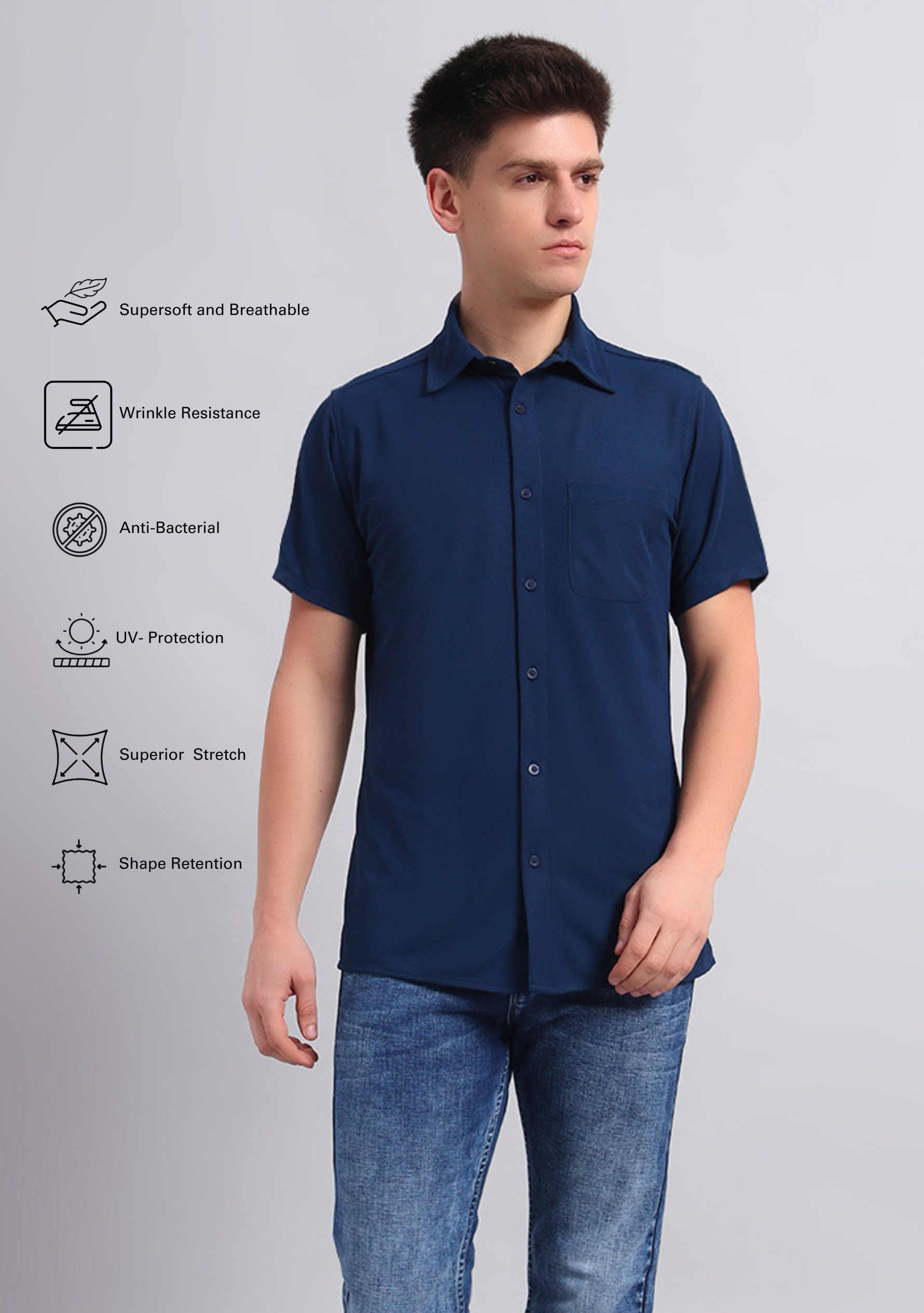 True Navy Half Sleeve Versatile Shirt