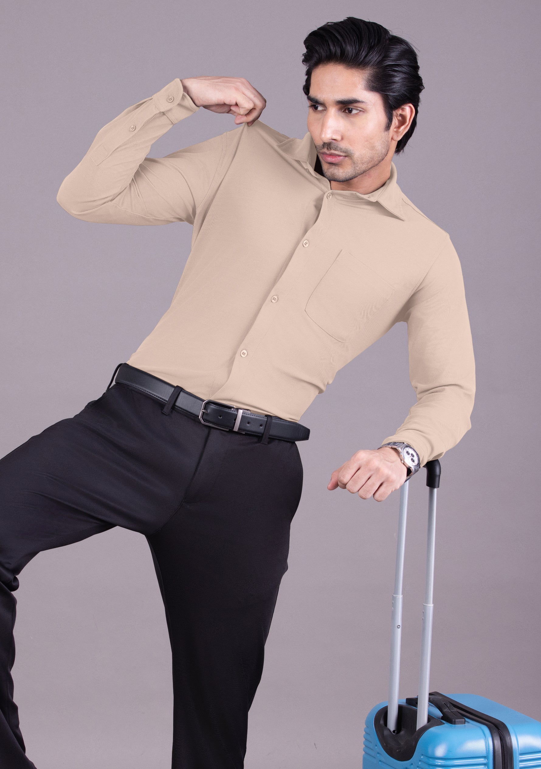 Beige Full Sleeve Versatile Shirt