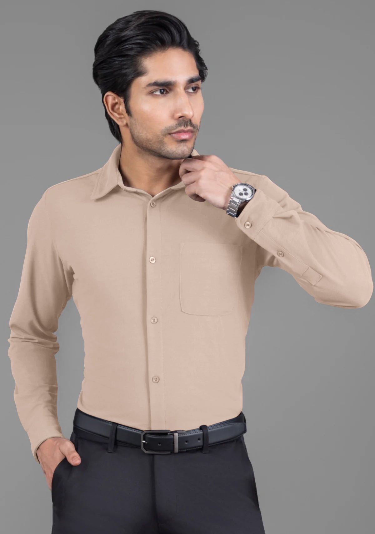 Beige Full Sleeve Versatile Shirt