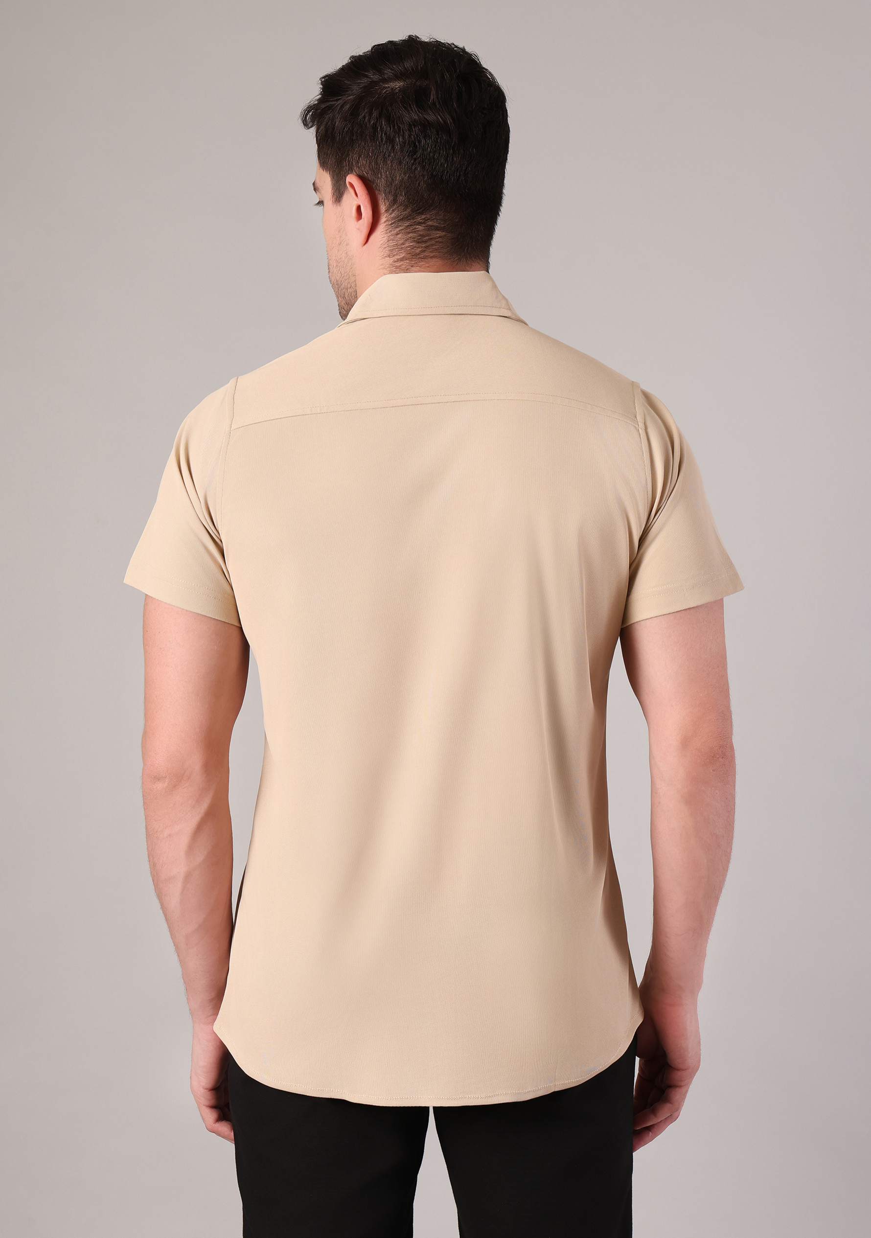 Beige Half Sleeve Versatile Shirt