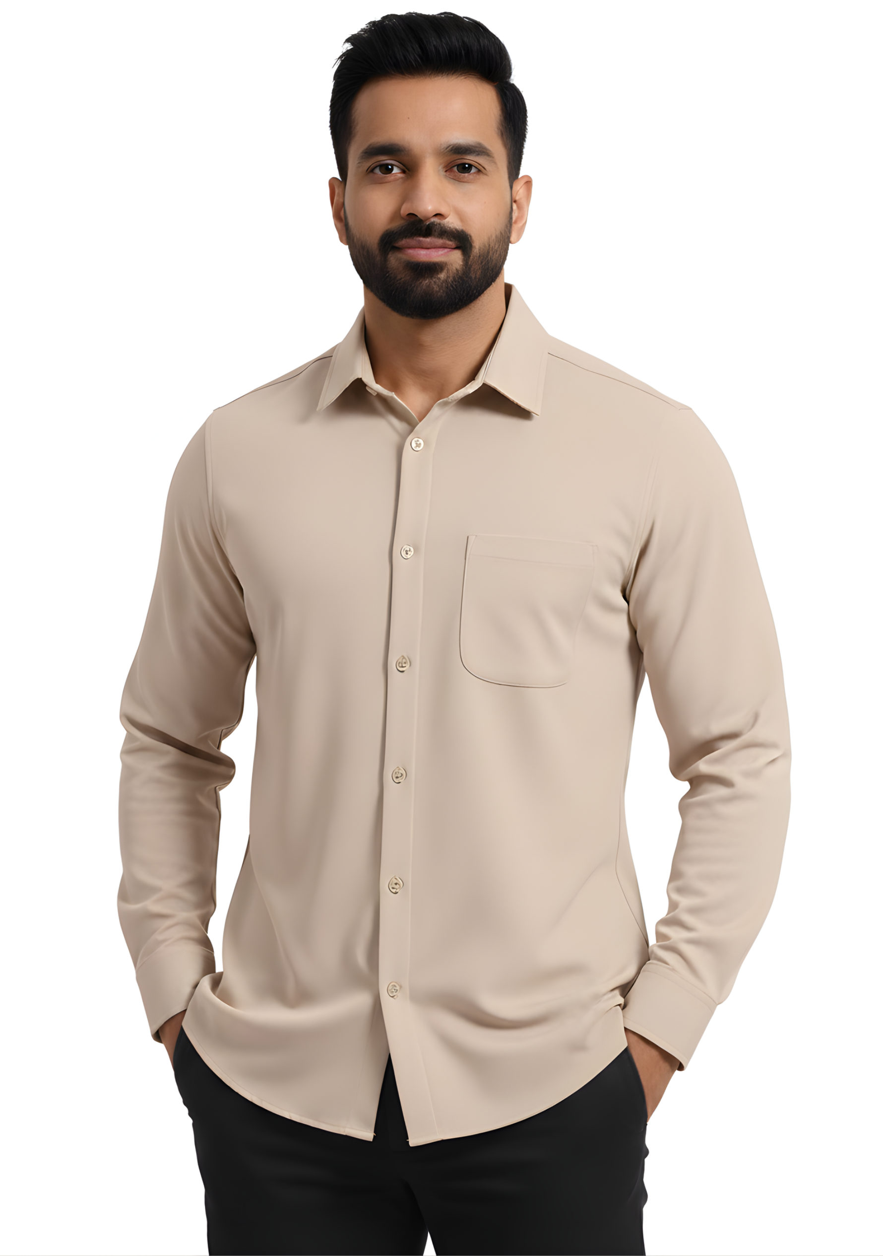 Beige Full Sleeve Versatile Shirt - The Manatomy