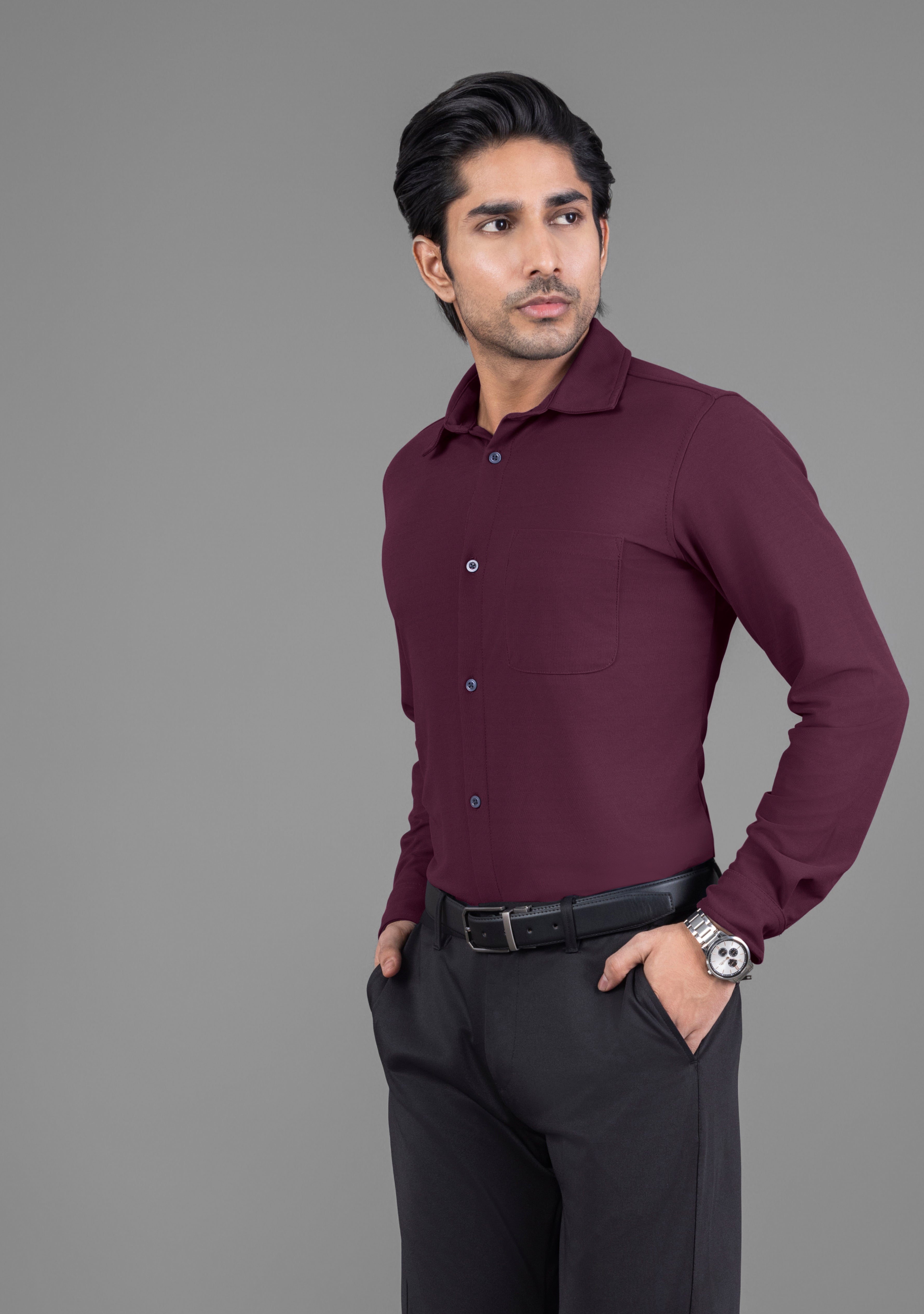 Berry Wine Full Sleeve Versatile Shirt