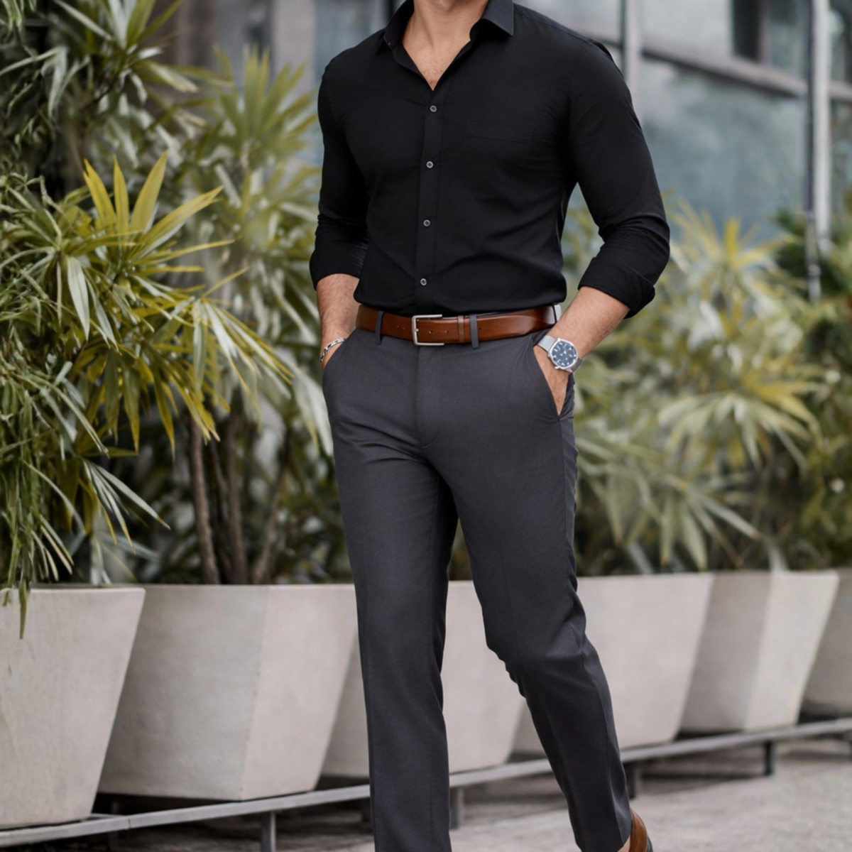 black pants grey dress shirt The Signature Combo – Black Shirt + Grey Pant