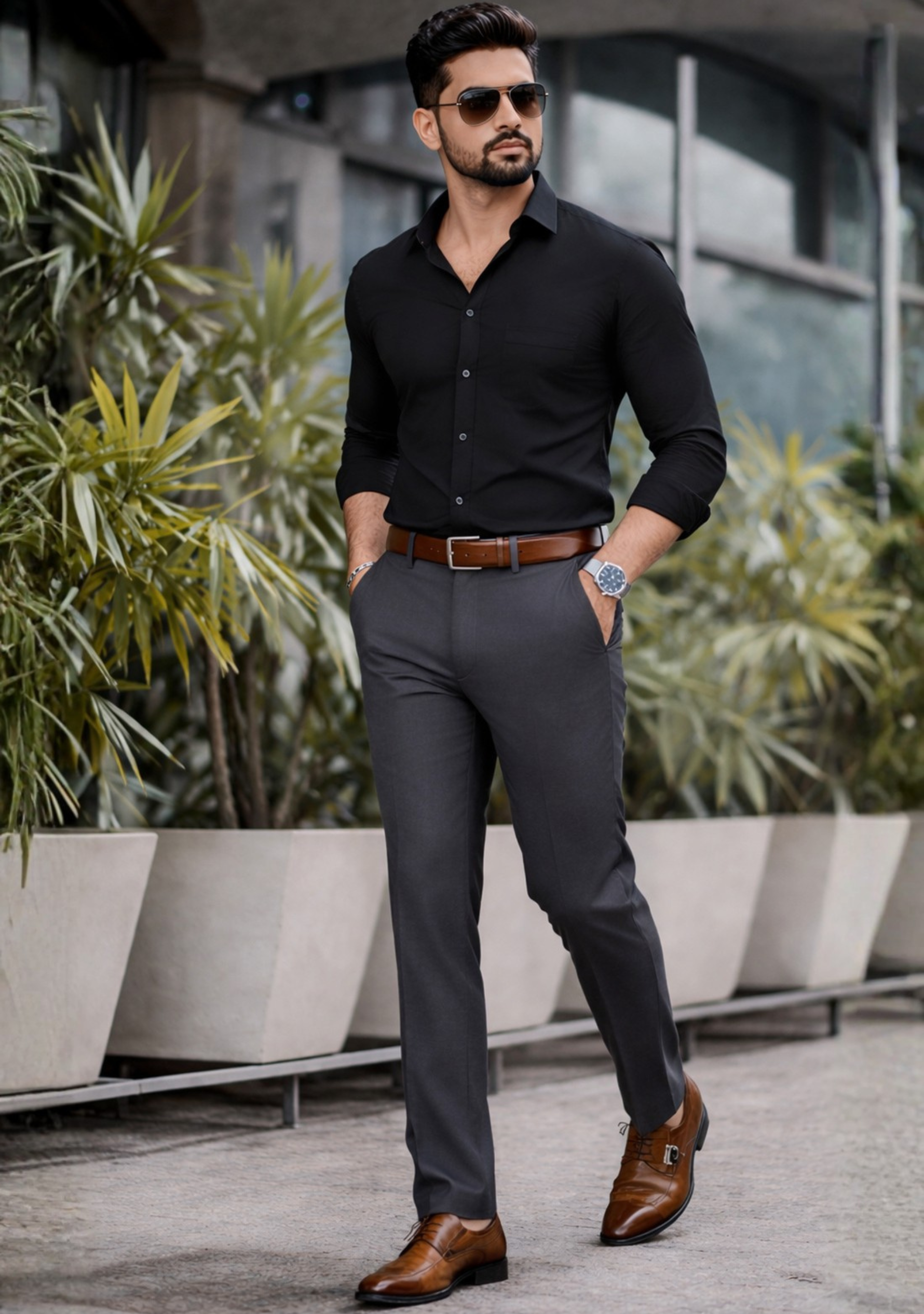 The Signature Combo – Black Shirt + Grey Pant