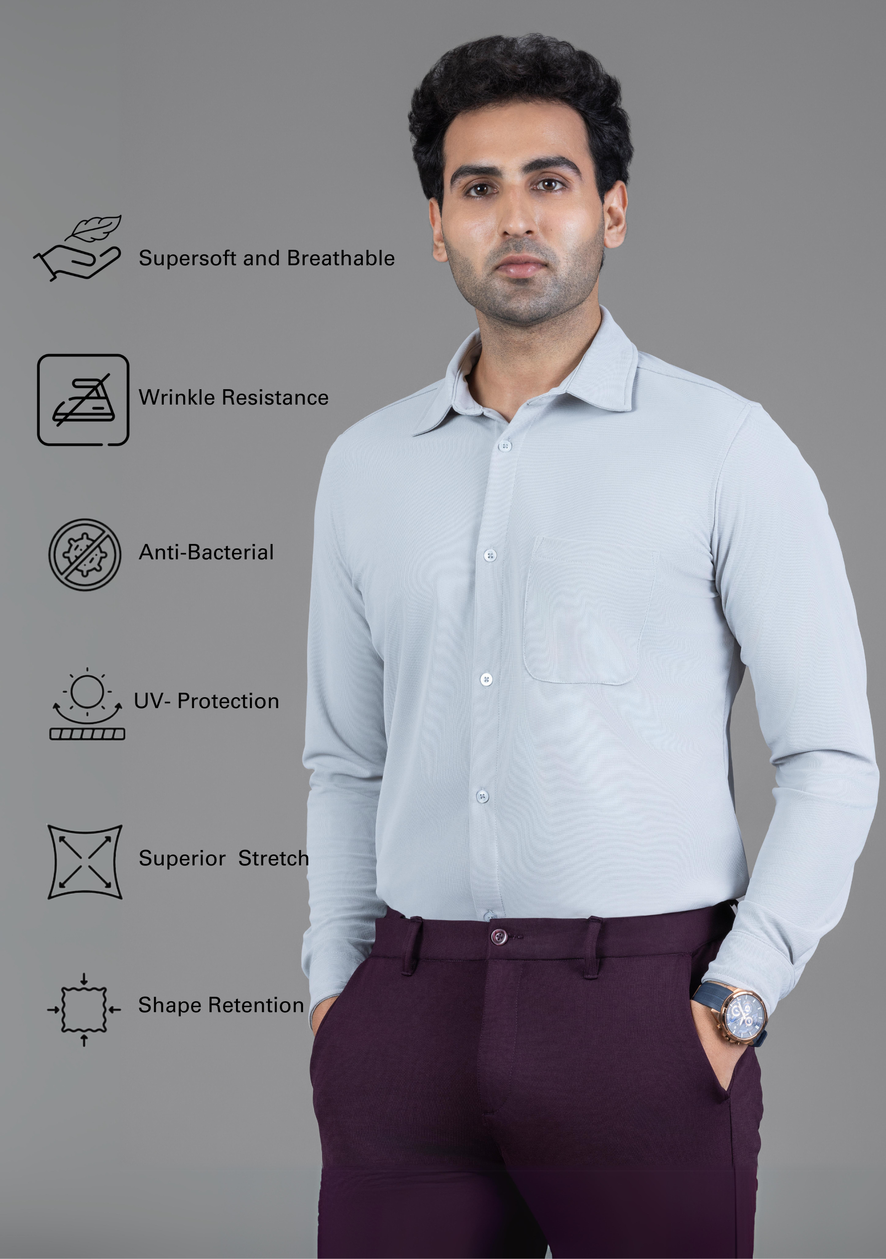 Clear Grey Full Sleeve Versatile Shirt