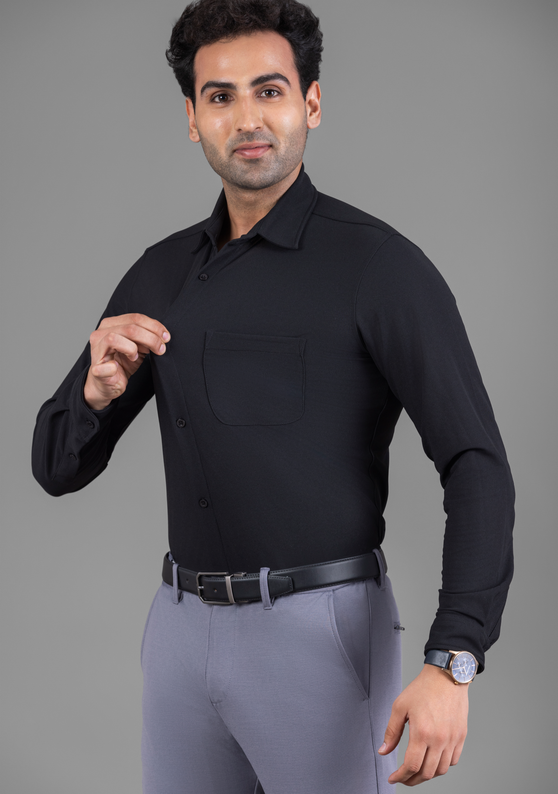 Jet Black Full Sleeve Versatile Shirt