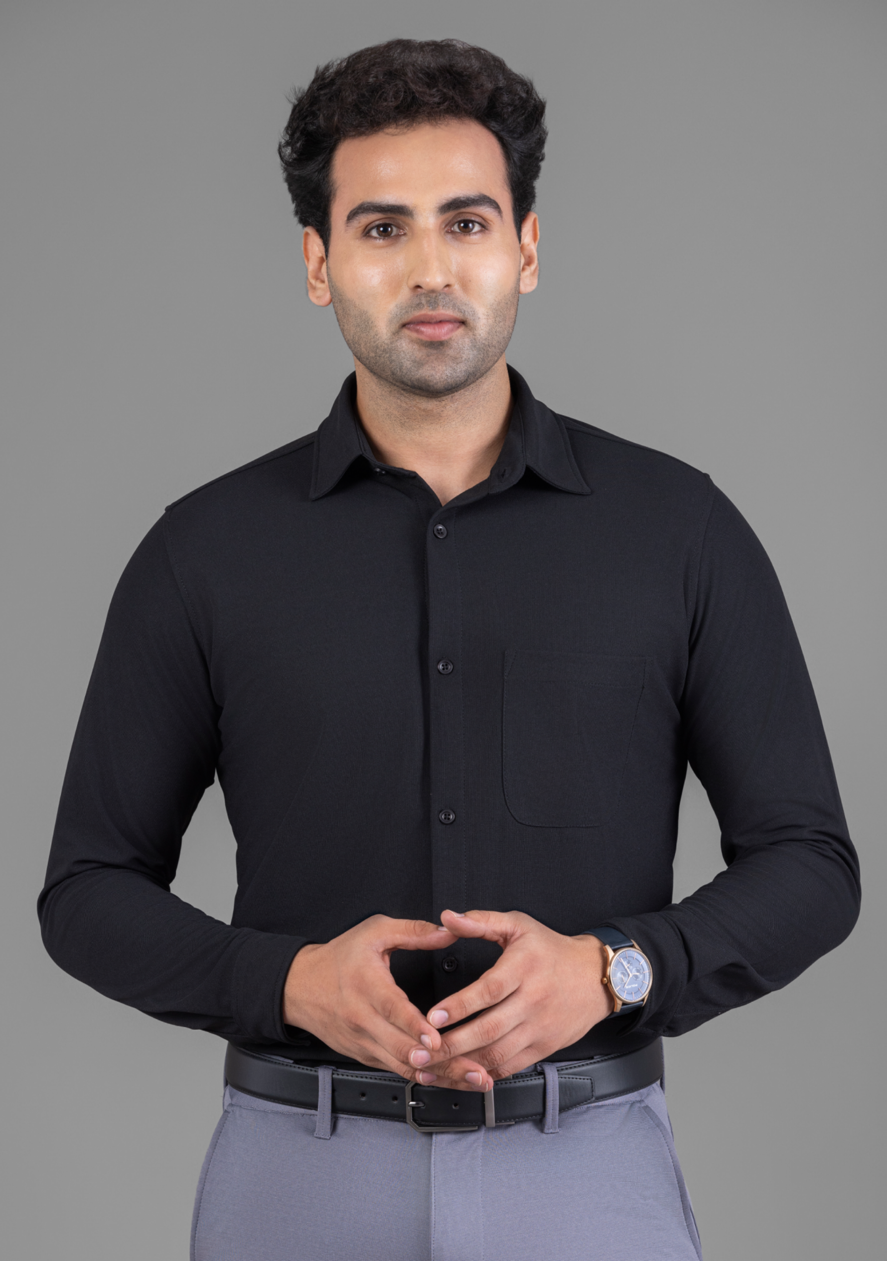 Jet Black Full Sleeve Versatile Shirt