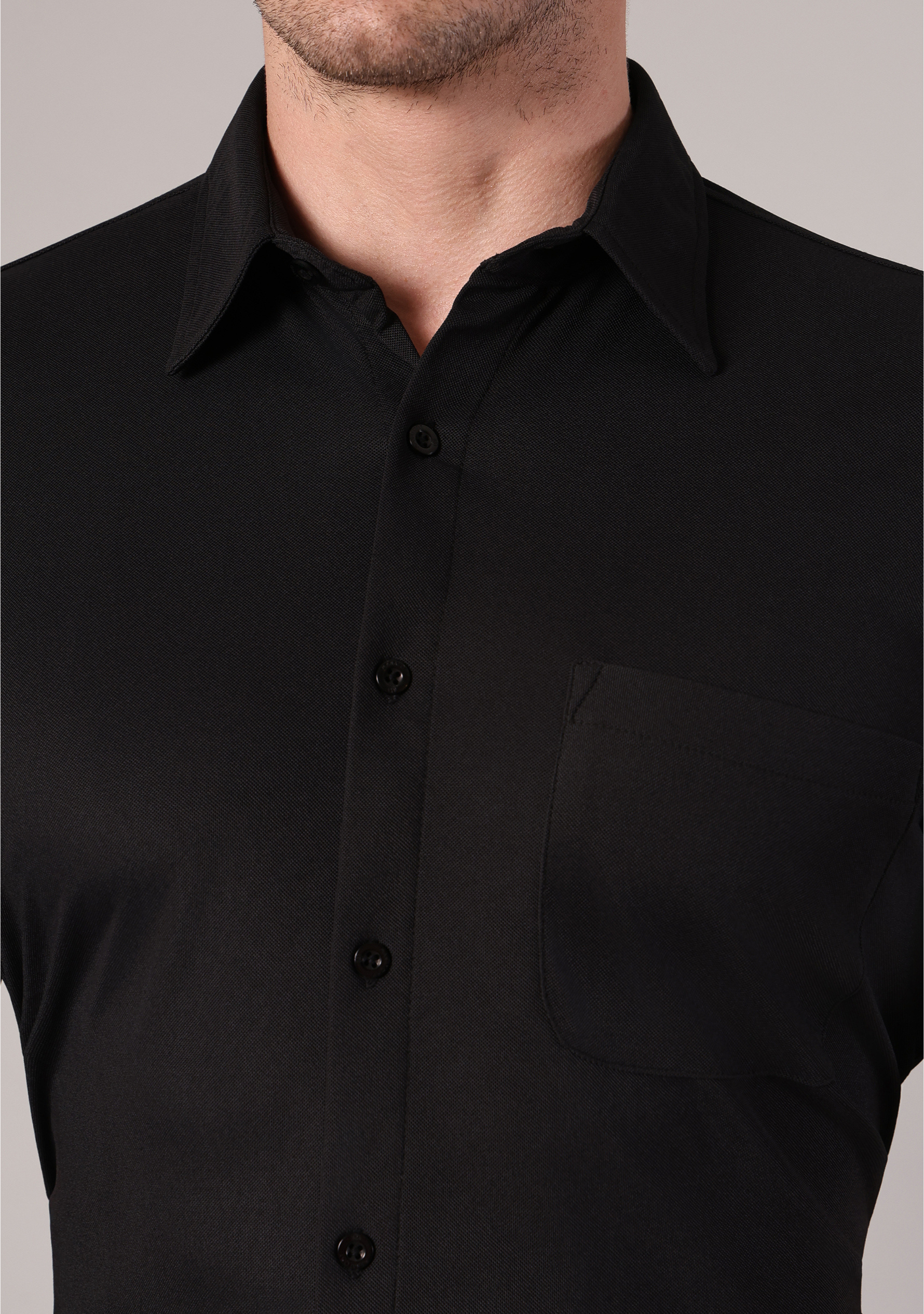 Jet Black Half Sleeve Versatile Shirt