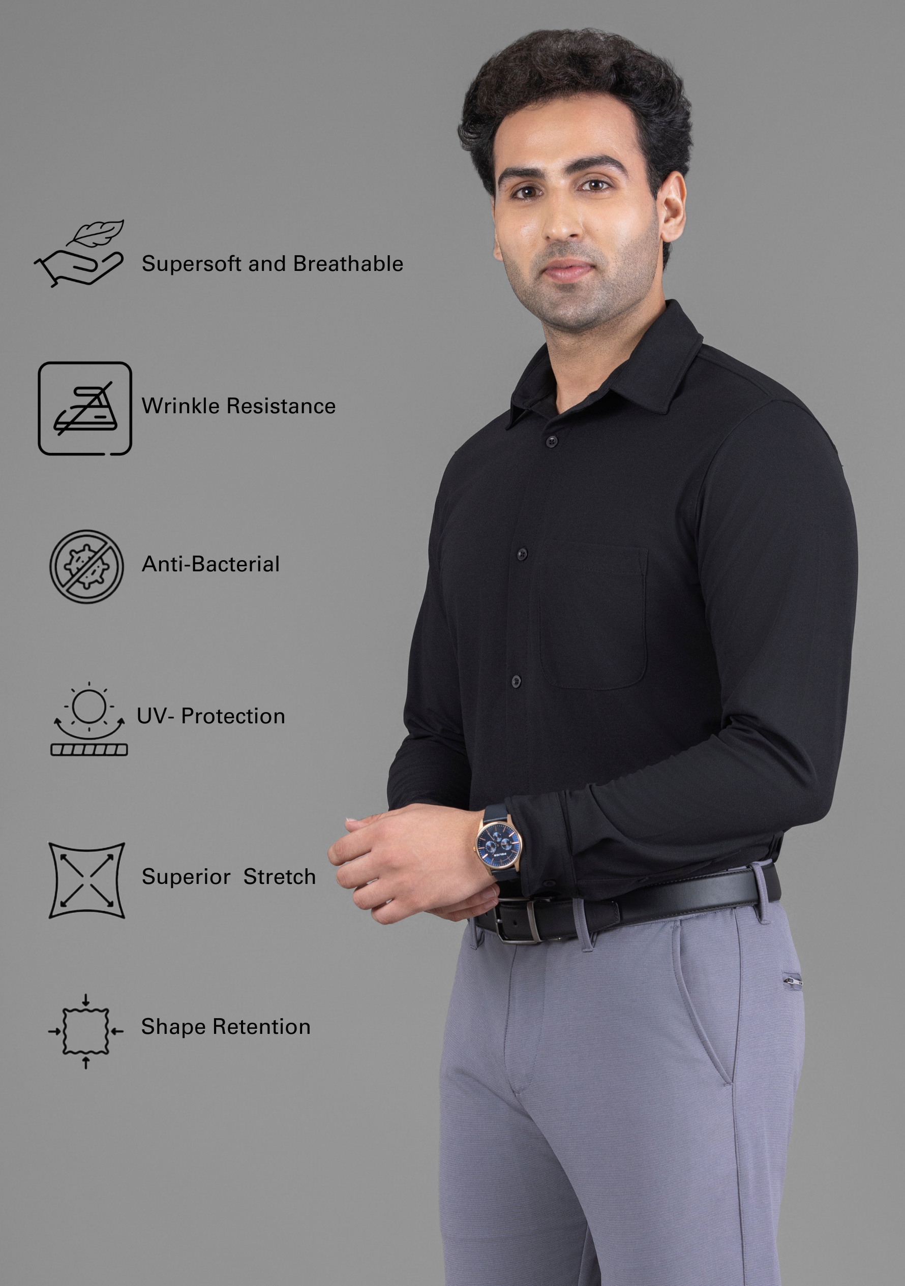 Jet Black Full Sleeve Versatile Shirt