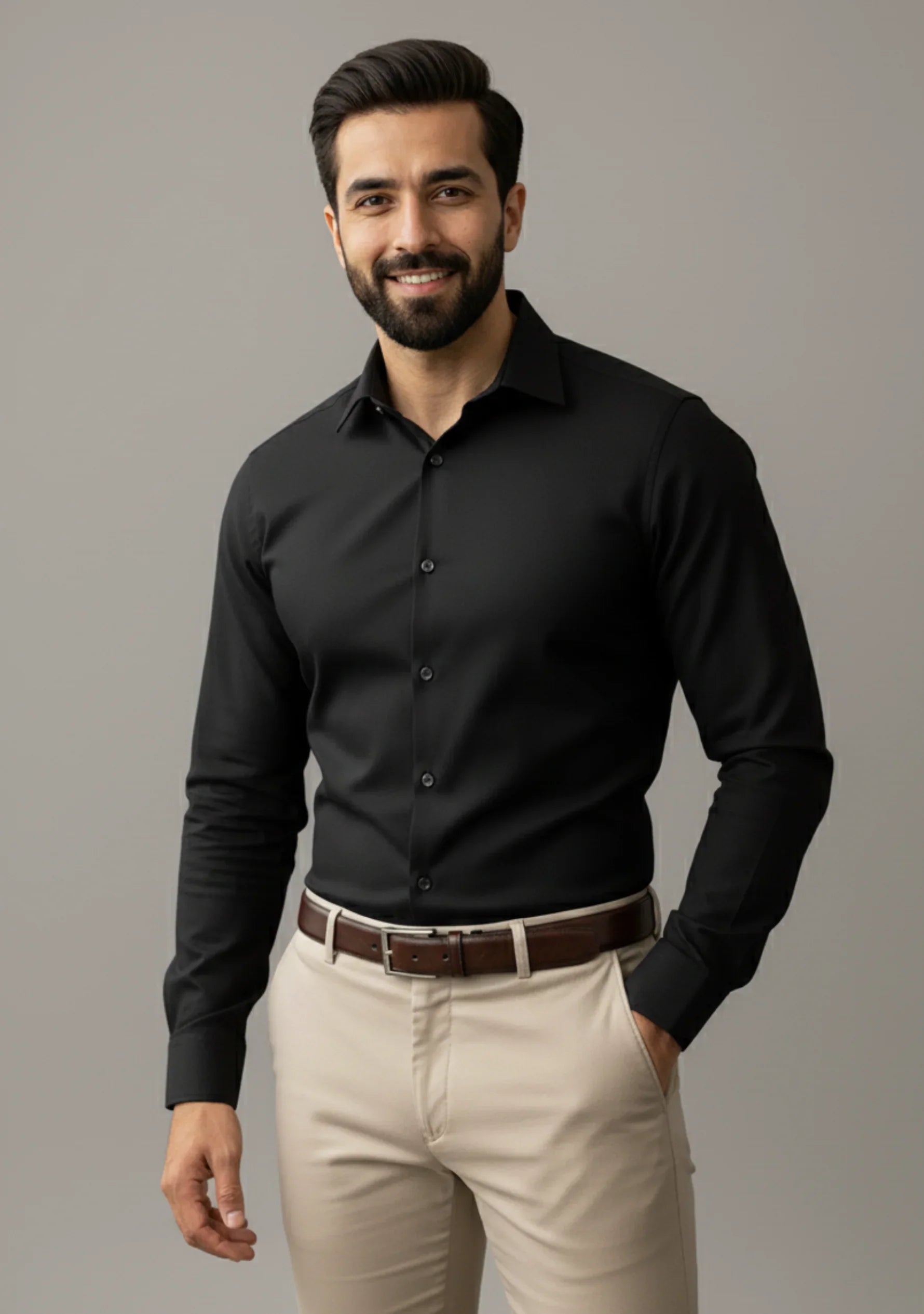 Jet Black Full Sleeve Versatile Shirt - The Manatomy