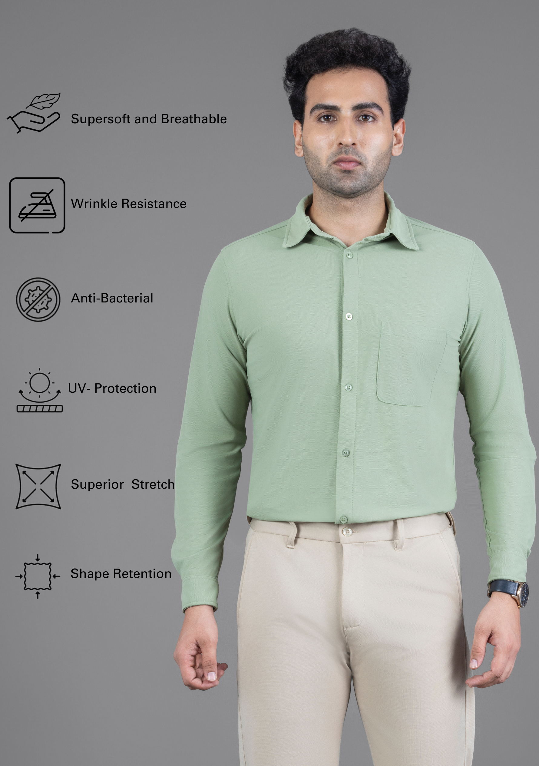 Laurel Green Full Sleeve Versatile Shirt