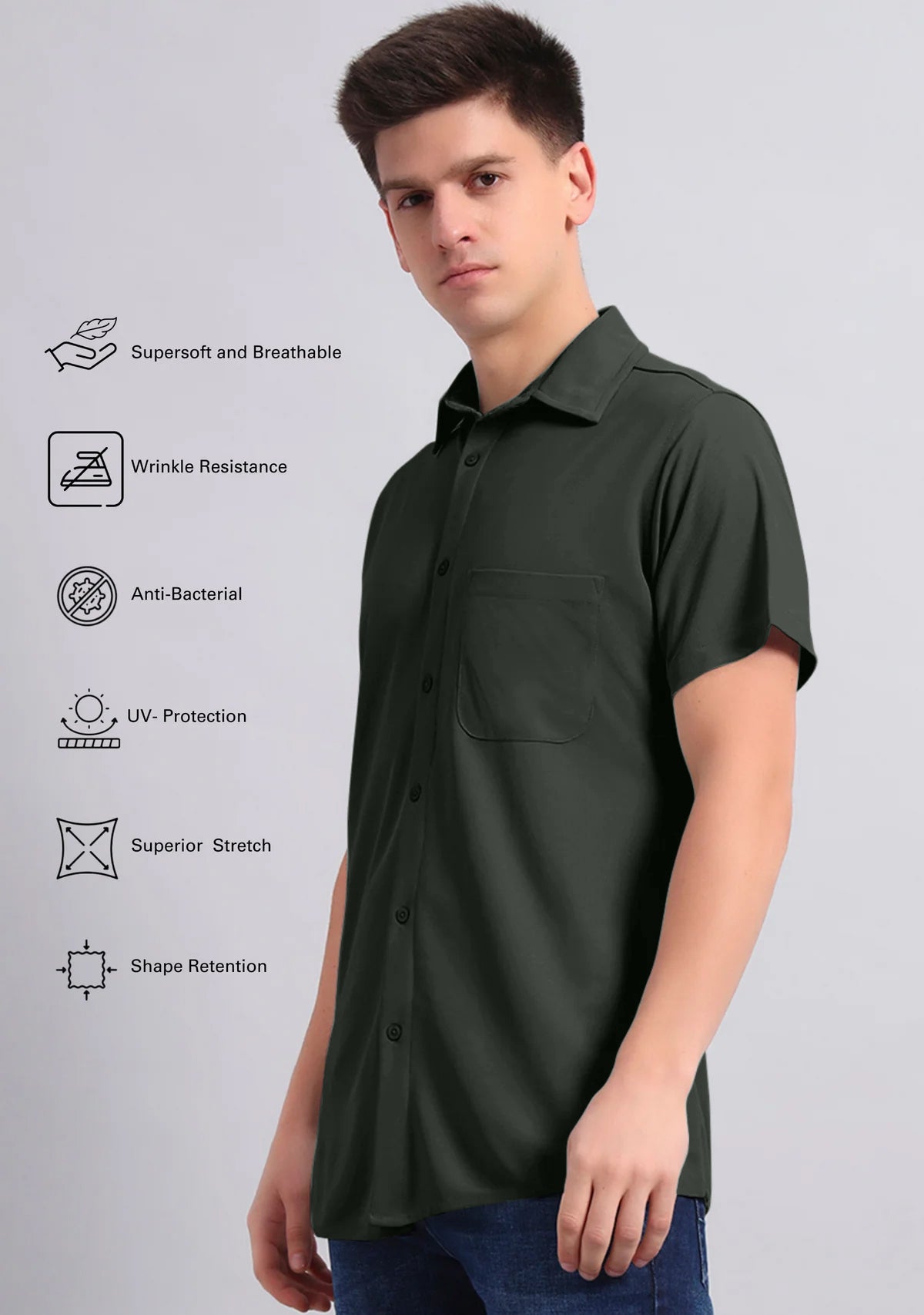 Ripe Olive Half Sleeve Versatile Shirt