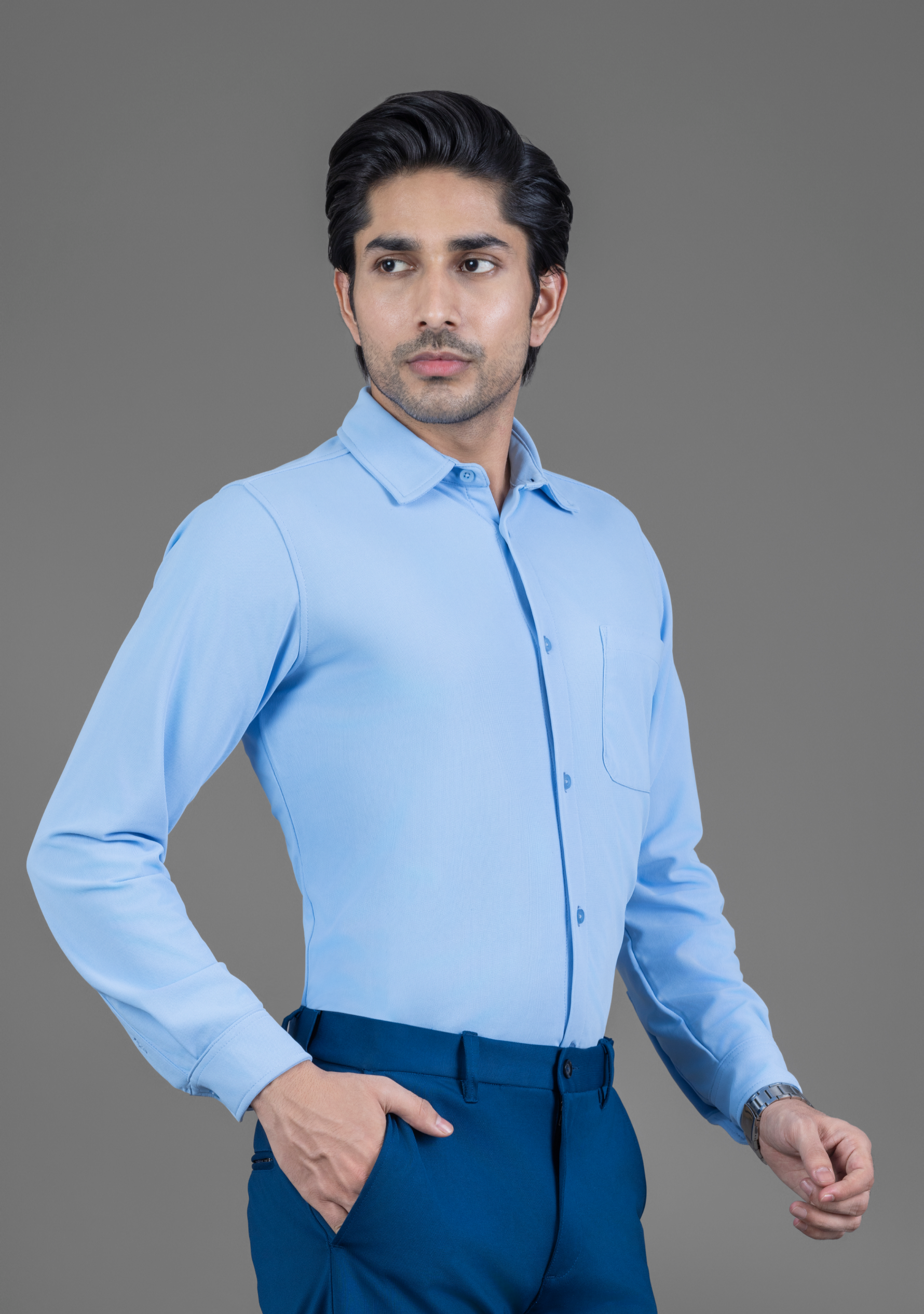 Pastel Blue Full Sleeve Versatile Shirt