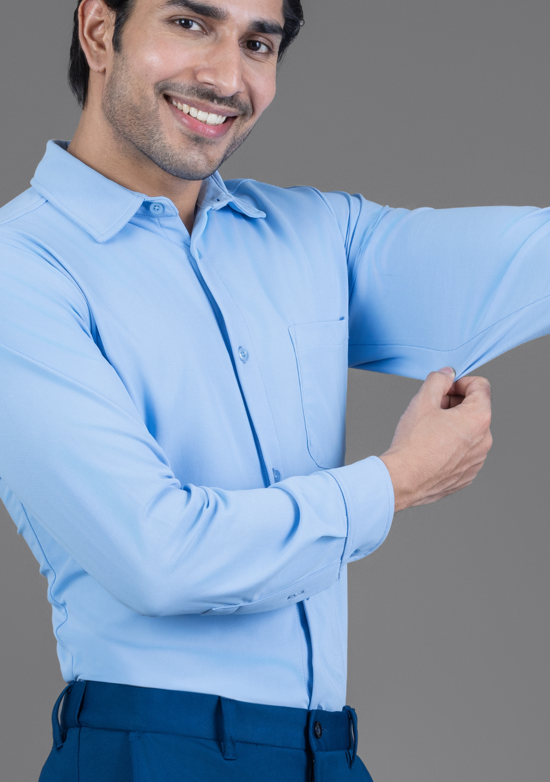 Pastel Blue Full Sleeve Versatile Shirt