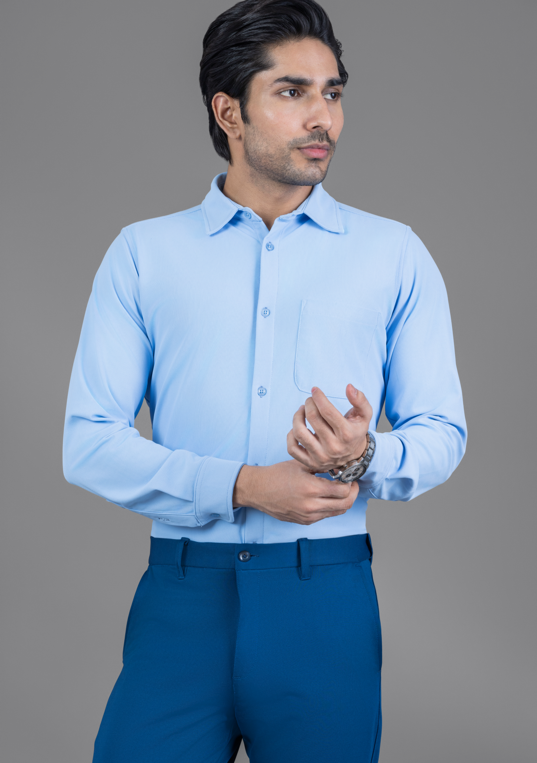 Pastel Blue Full Sleeve Versatile Shirt