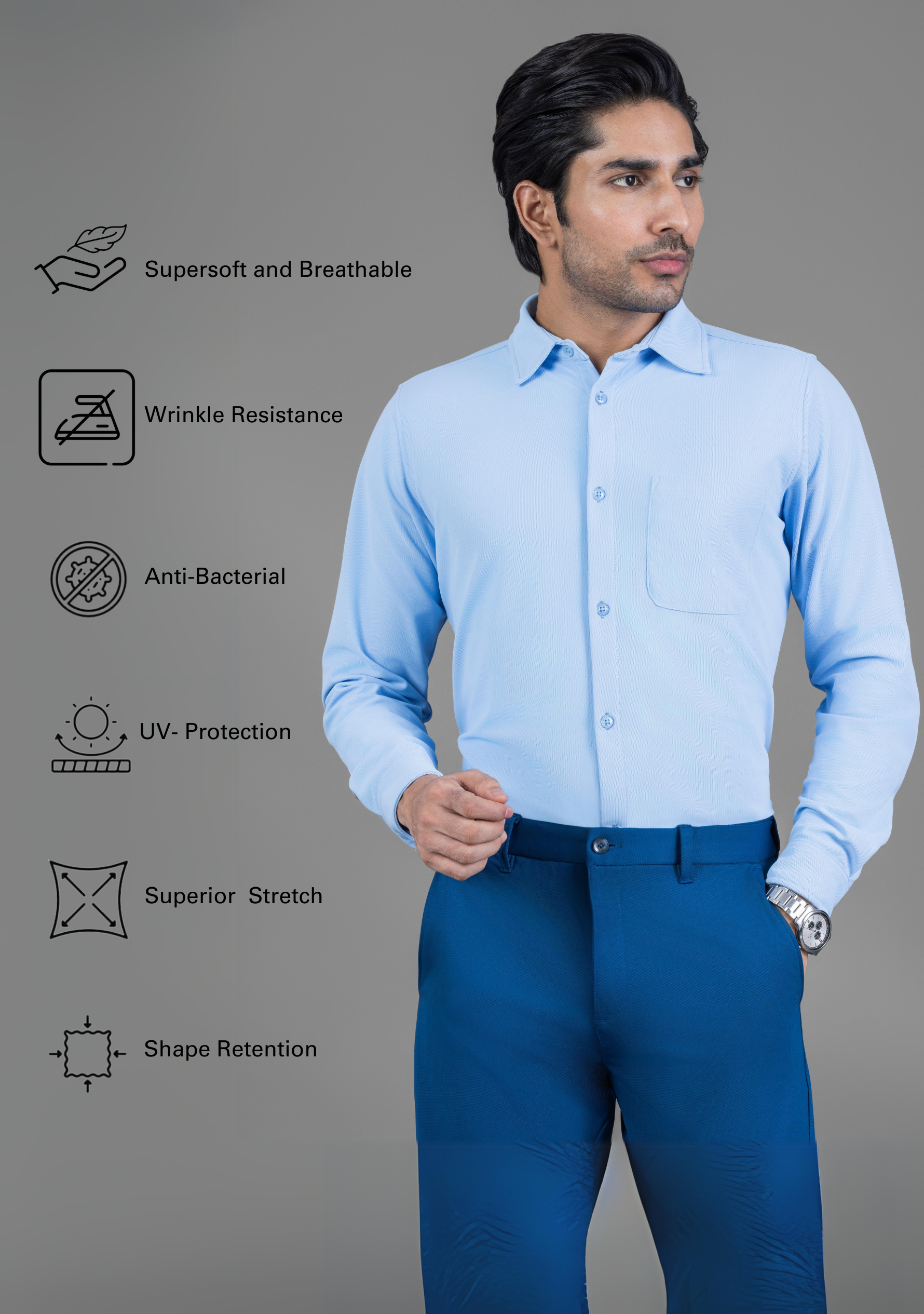 Pastel Blue Full Sleeve Versatile Shirt