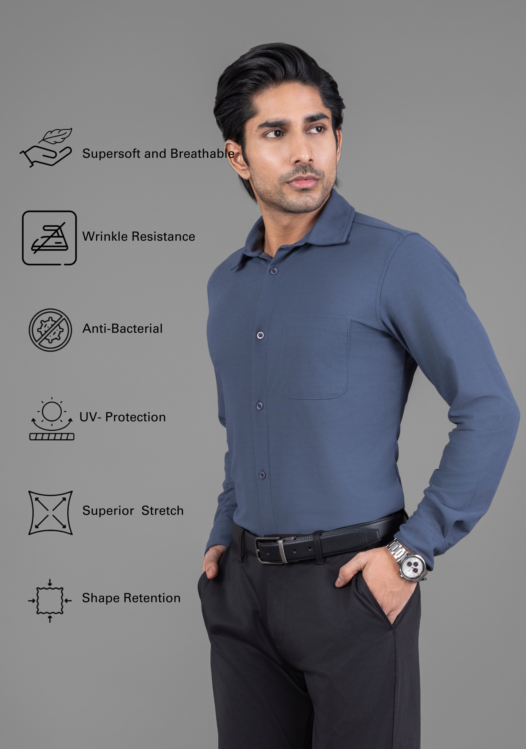 Pearl Grey Full Sleeve Versatile Shirt