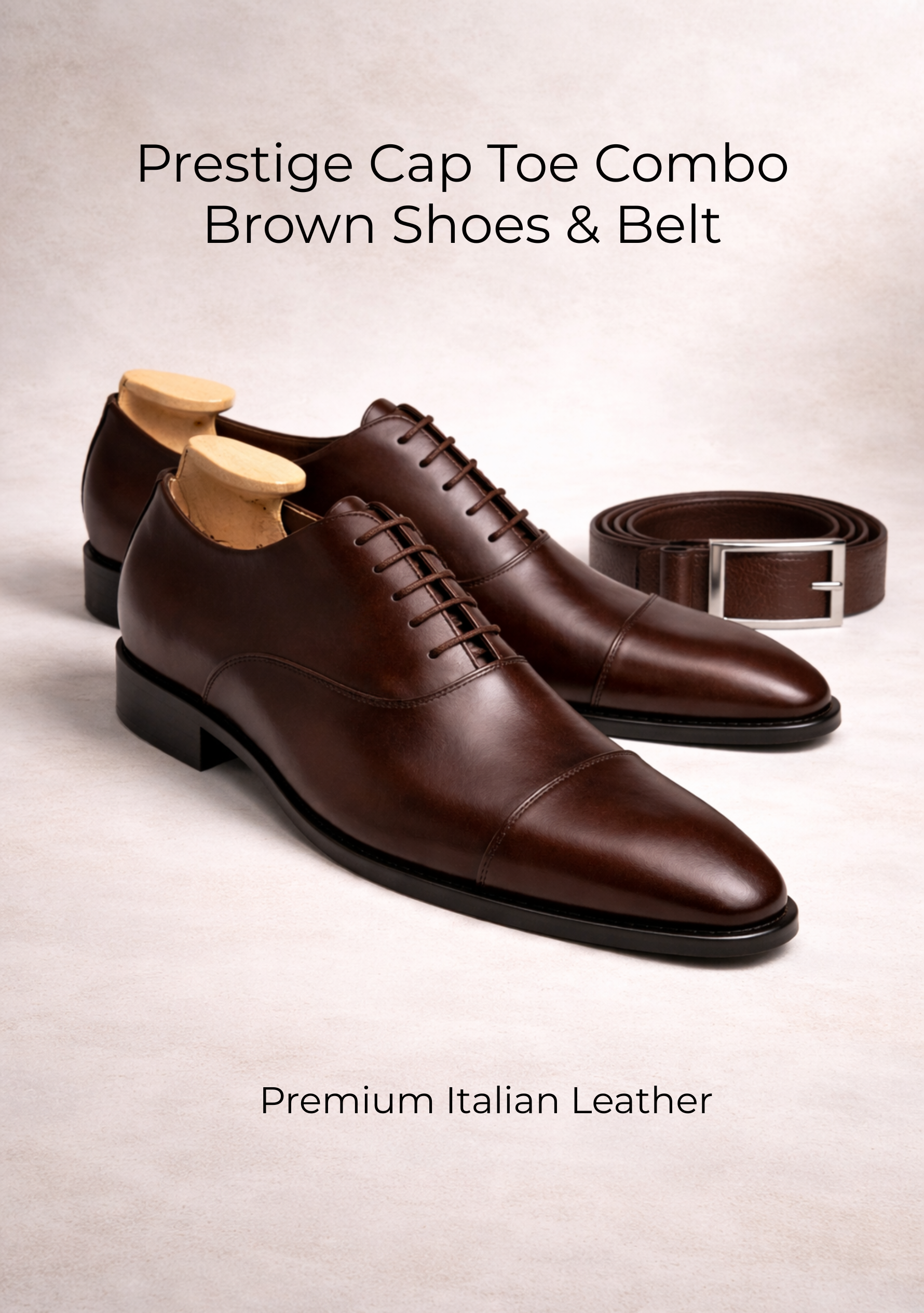 Prestige Cap Toe Combo Brown Shoes & Belt