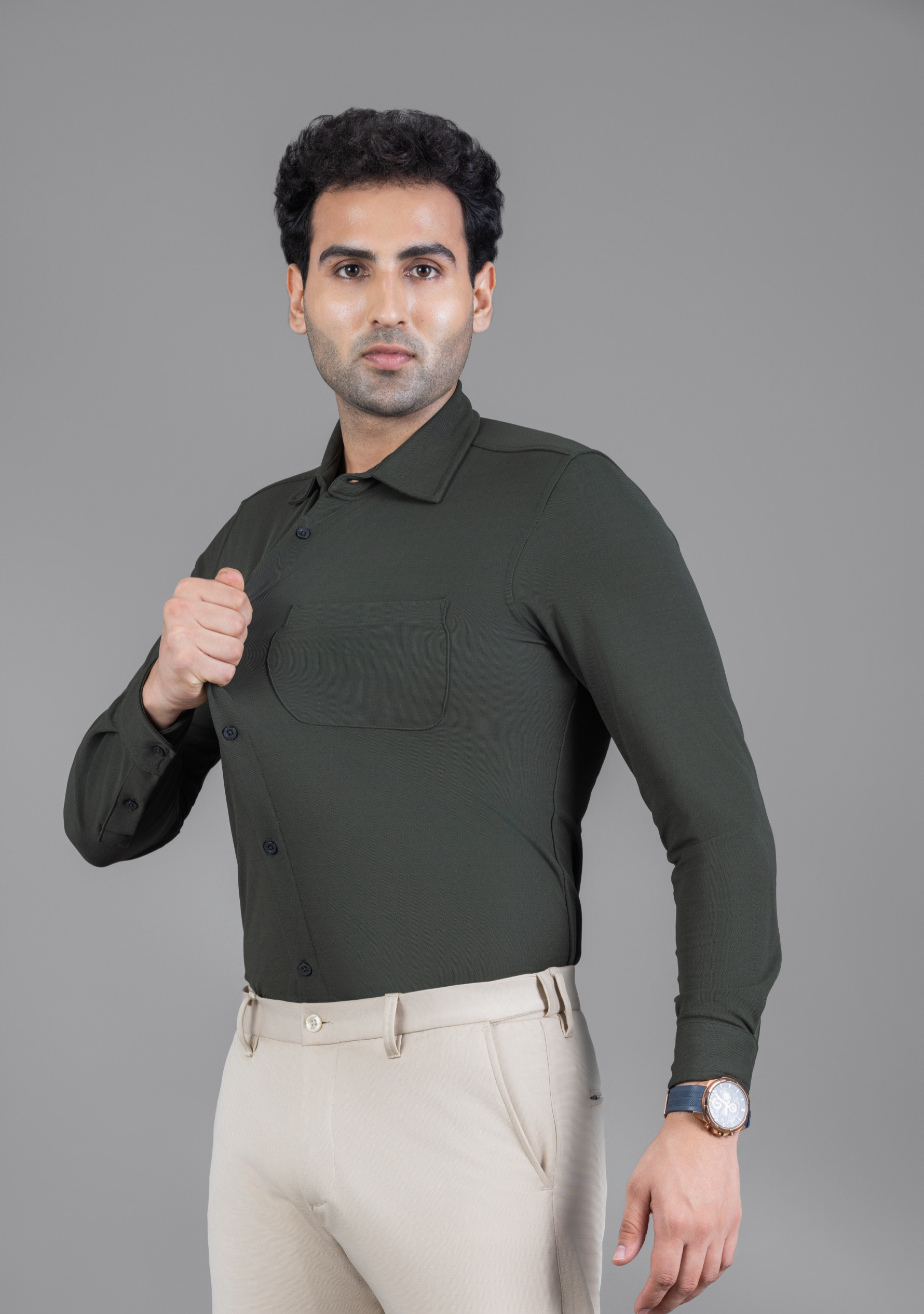 Ripe Olive Full Sleeve Versatile Shirt