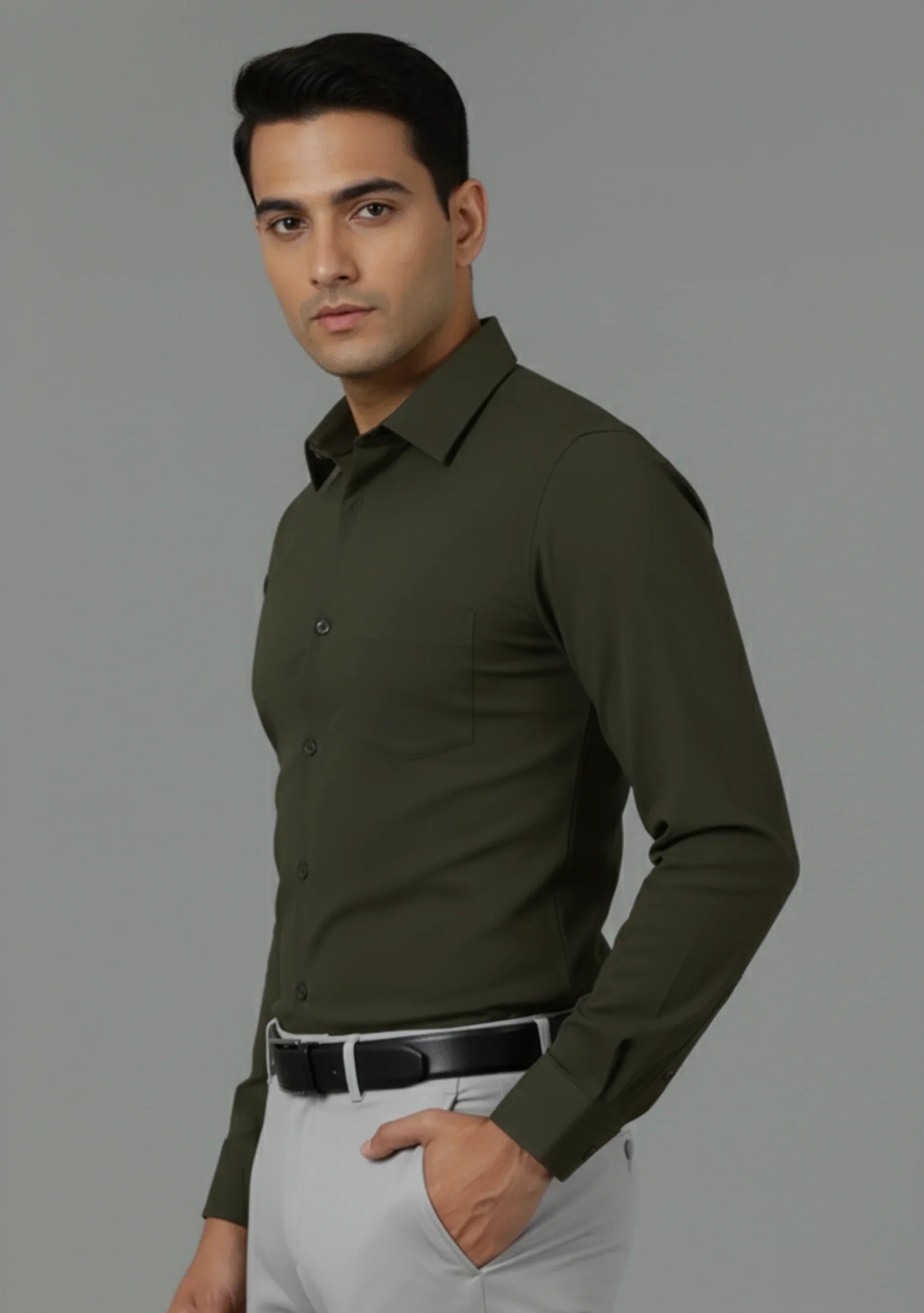 Ripe Olive Full Sleeve Versatile Shirt - The Manatomy