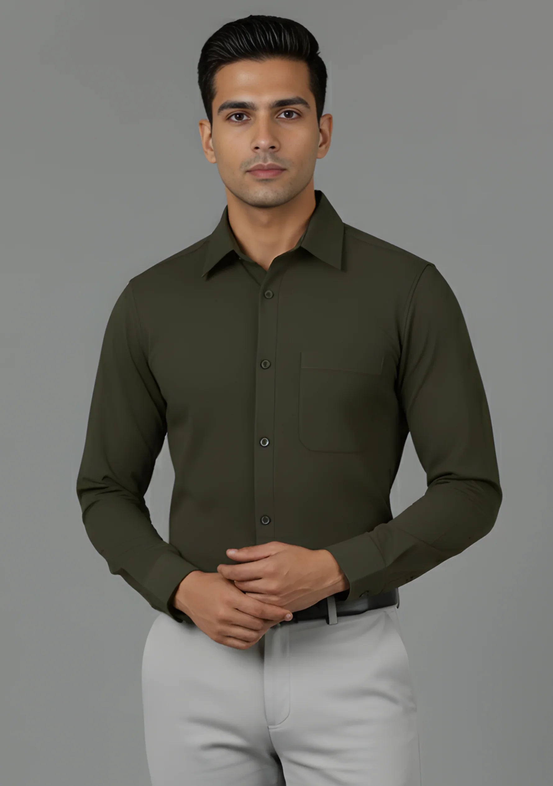 Ripe Olive Full Sleeve Versatile Shirt - The Manatomy