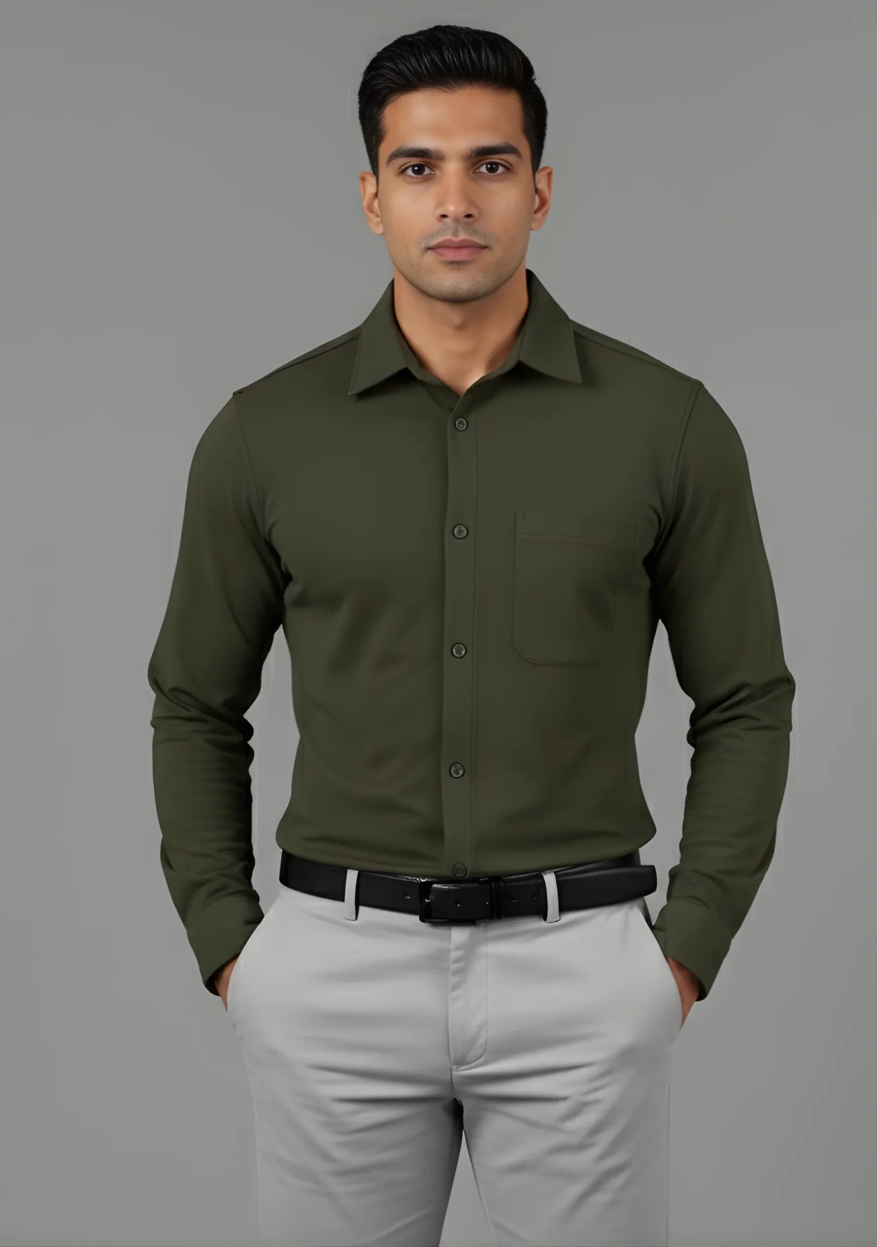 Ripe Olive Full Sleeve Versatile Shirt - The Manatomy