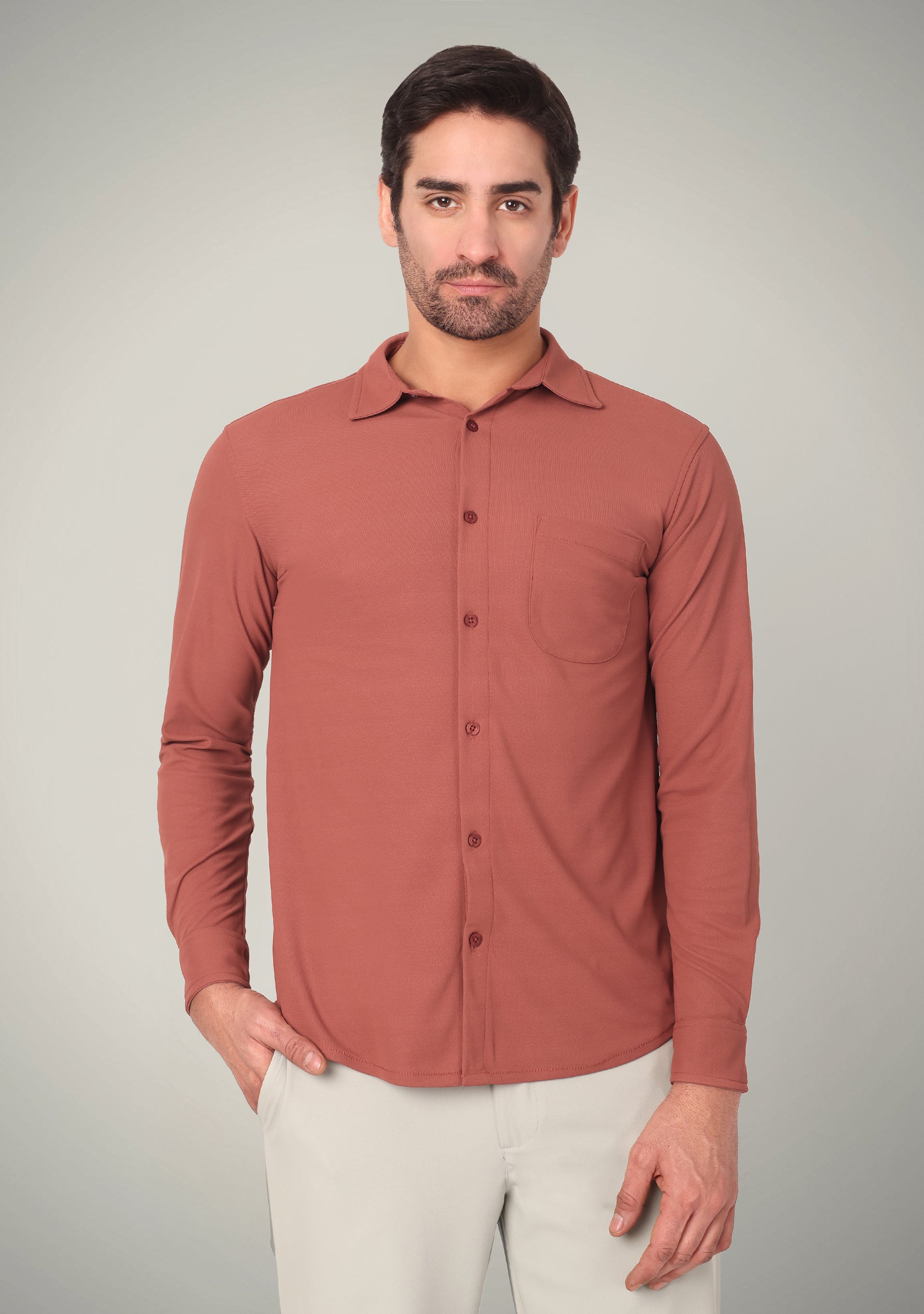 Terracotta Rust Full Sleeve Versatile Shirt