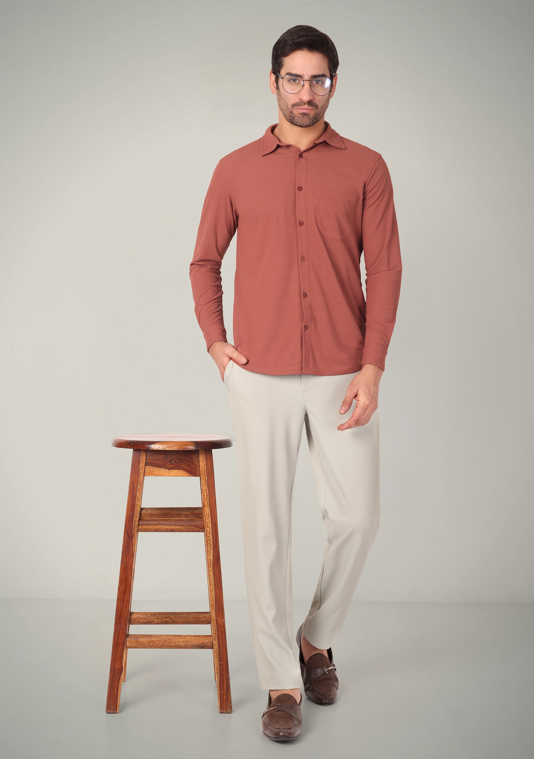 Terracotta Rust Full Sleeve Versatile Shirt