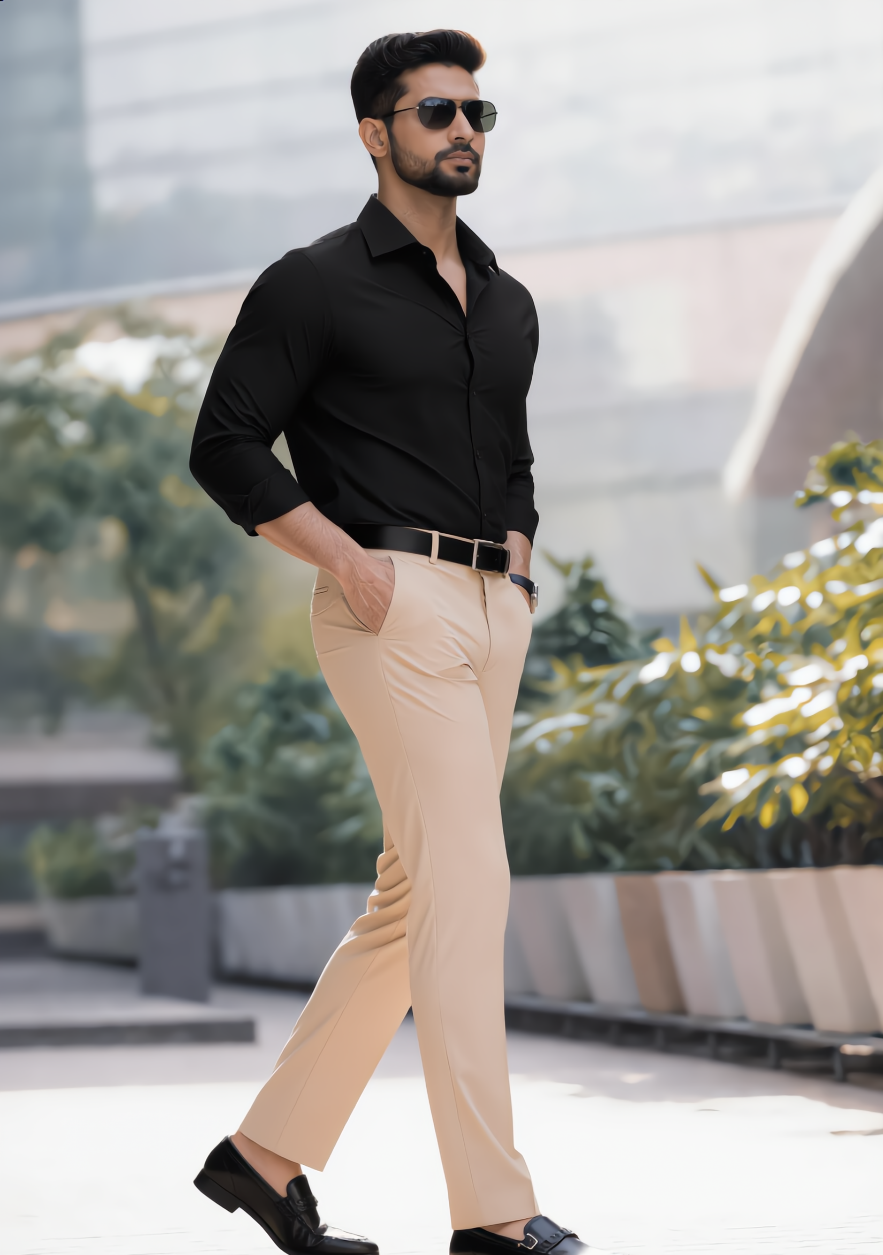 The Signature Combo  Black Shirt + Beige Pant