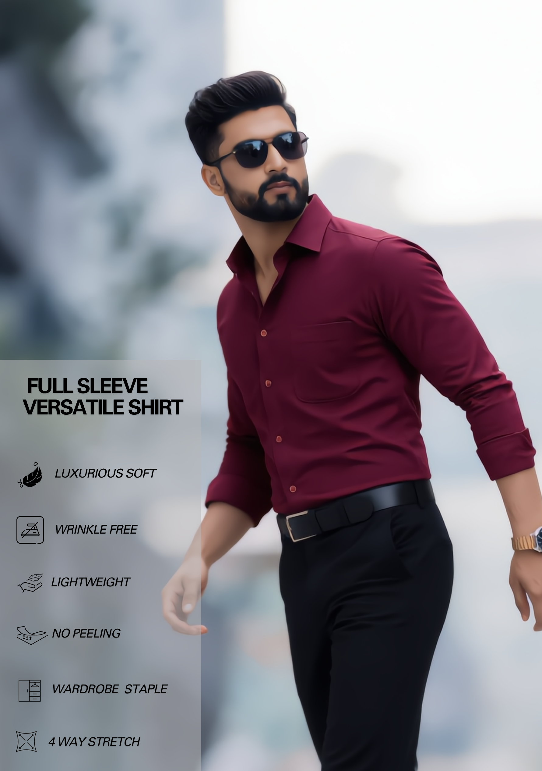 The Signature Combo – Maroon Shirt + Black Pant