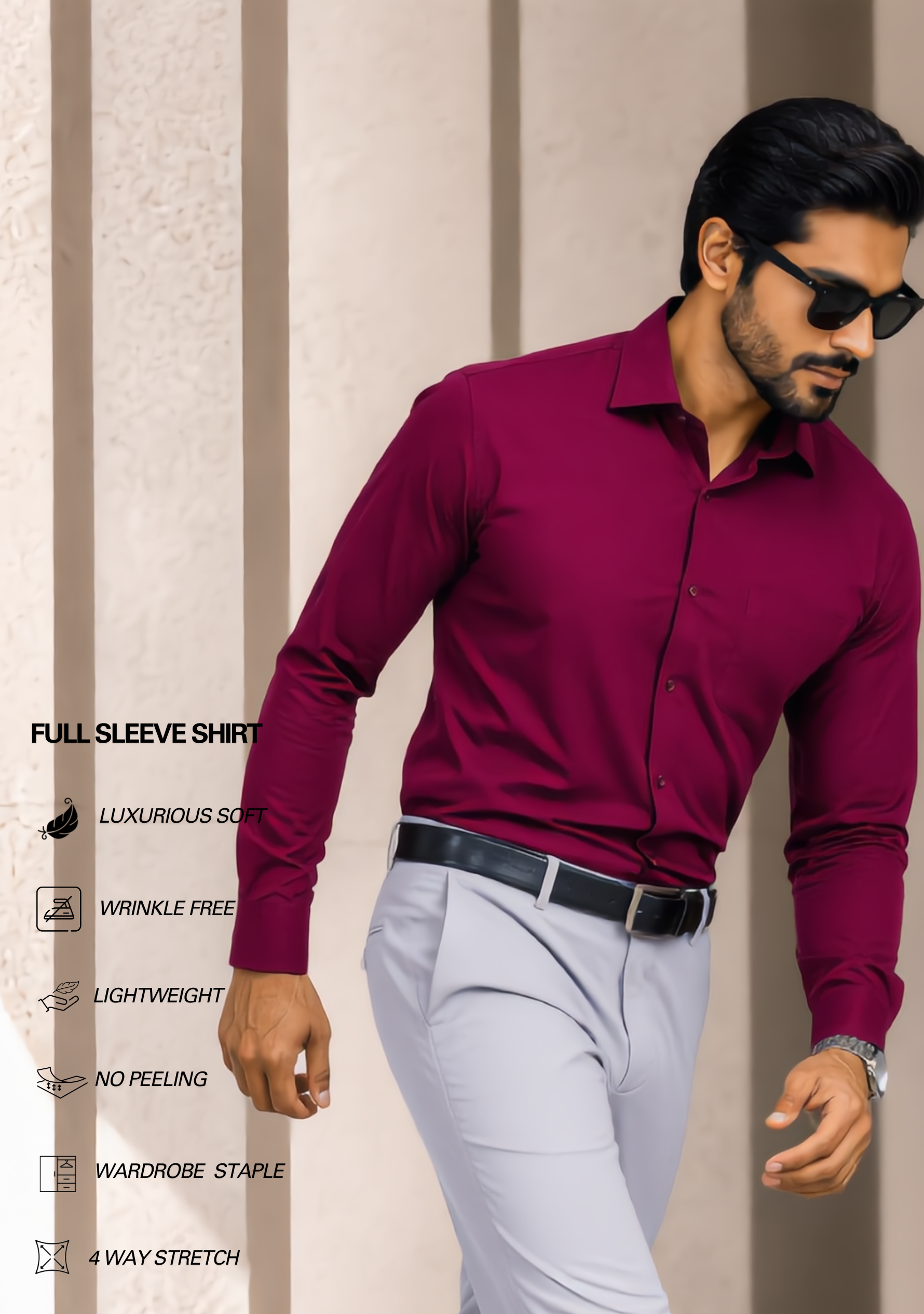 The Signature Combo – Maroon Shirt + Light Grey Pant