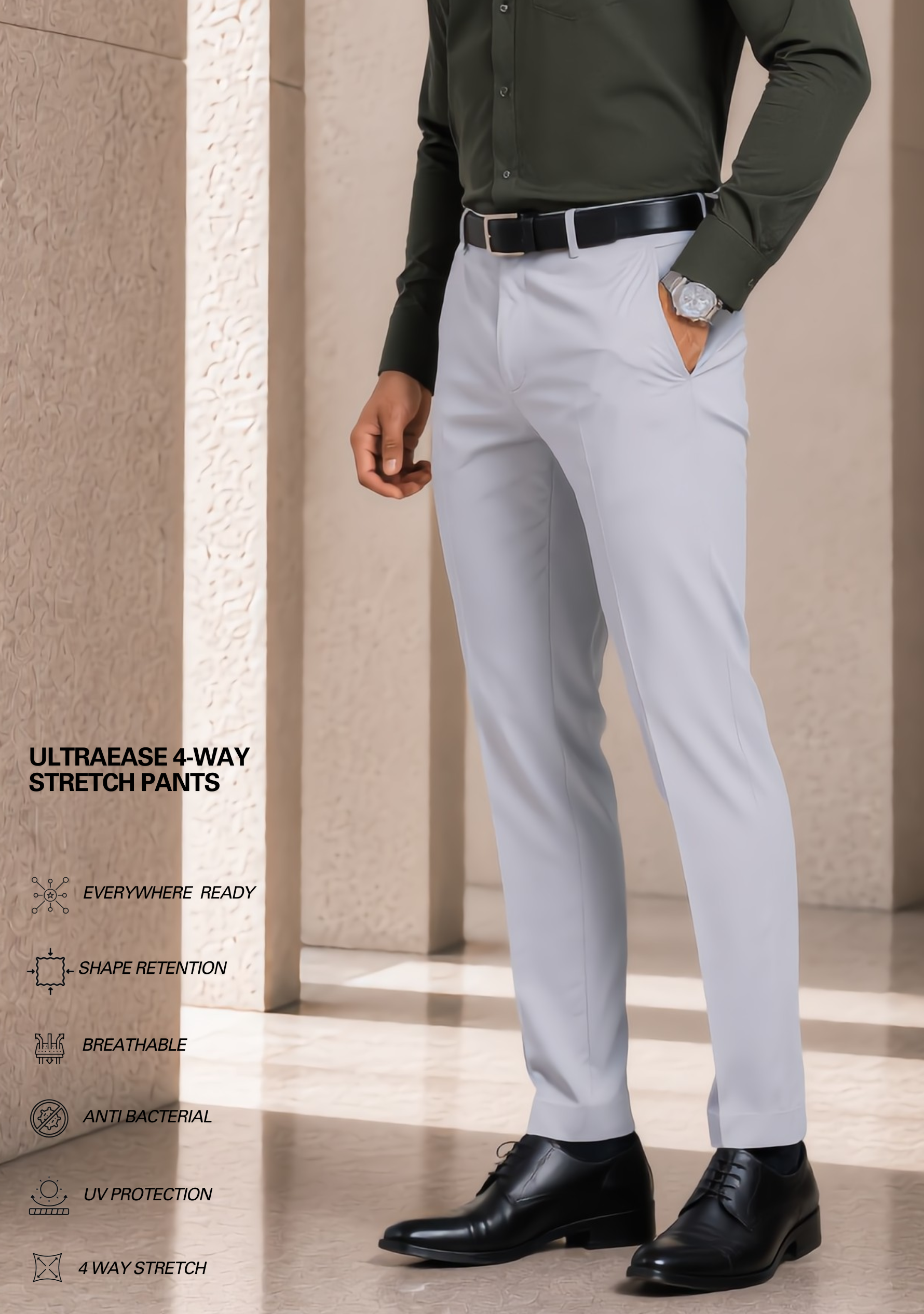 The Signature Combo – Olive Green Shirt + Light Grey Pant