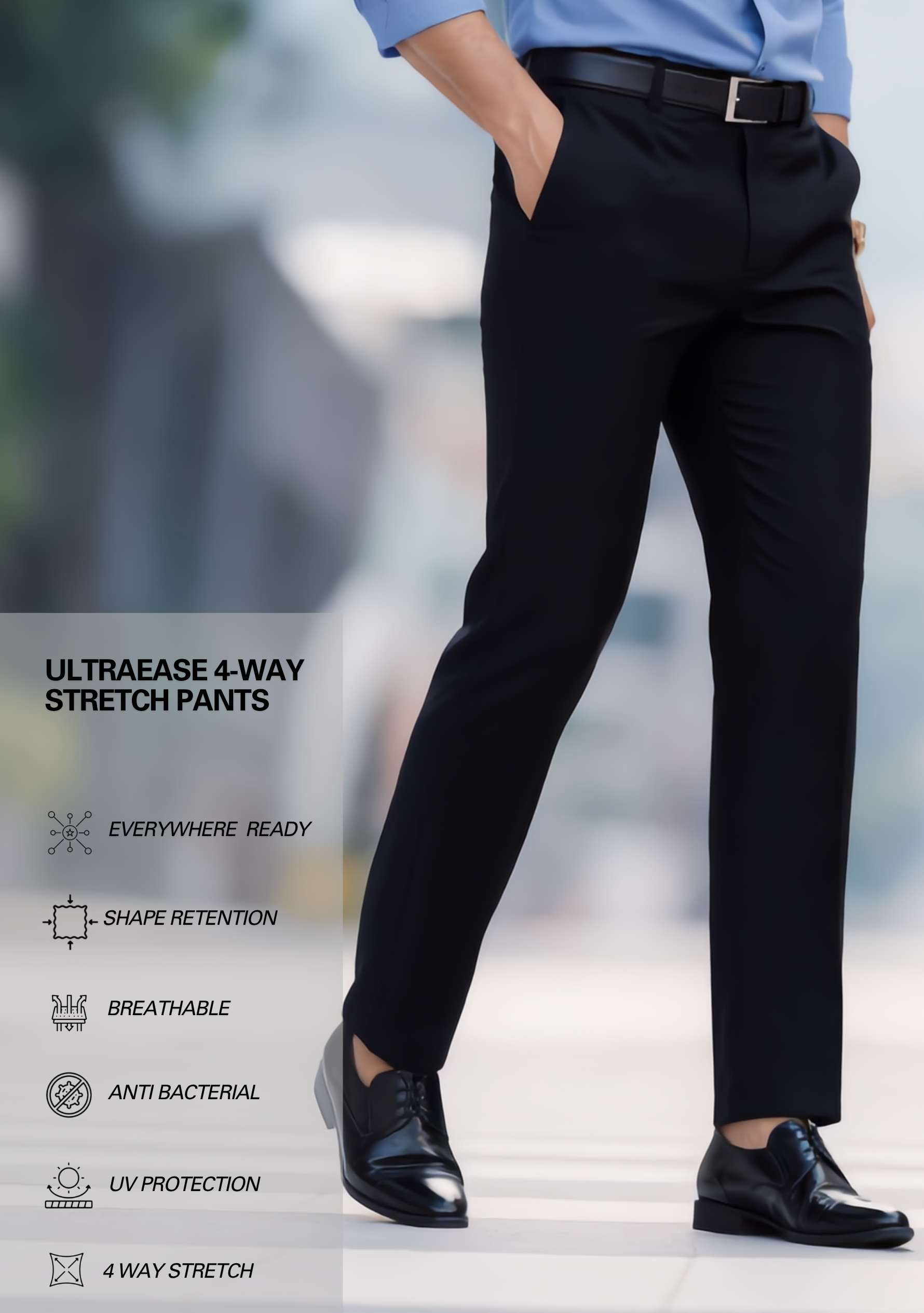 The Signature Combo – Steel Blue Shirt + Black Pant