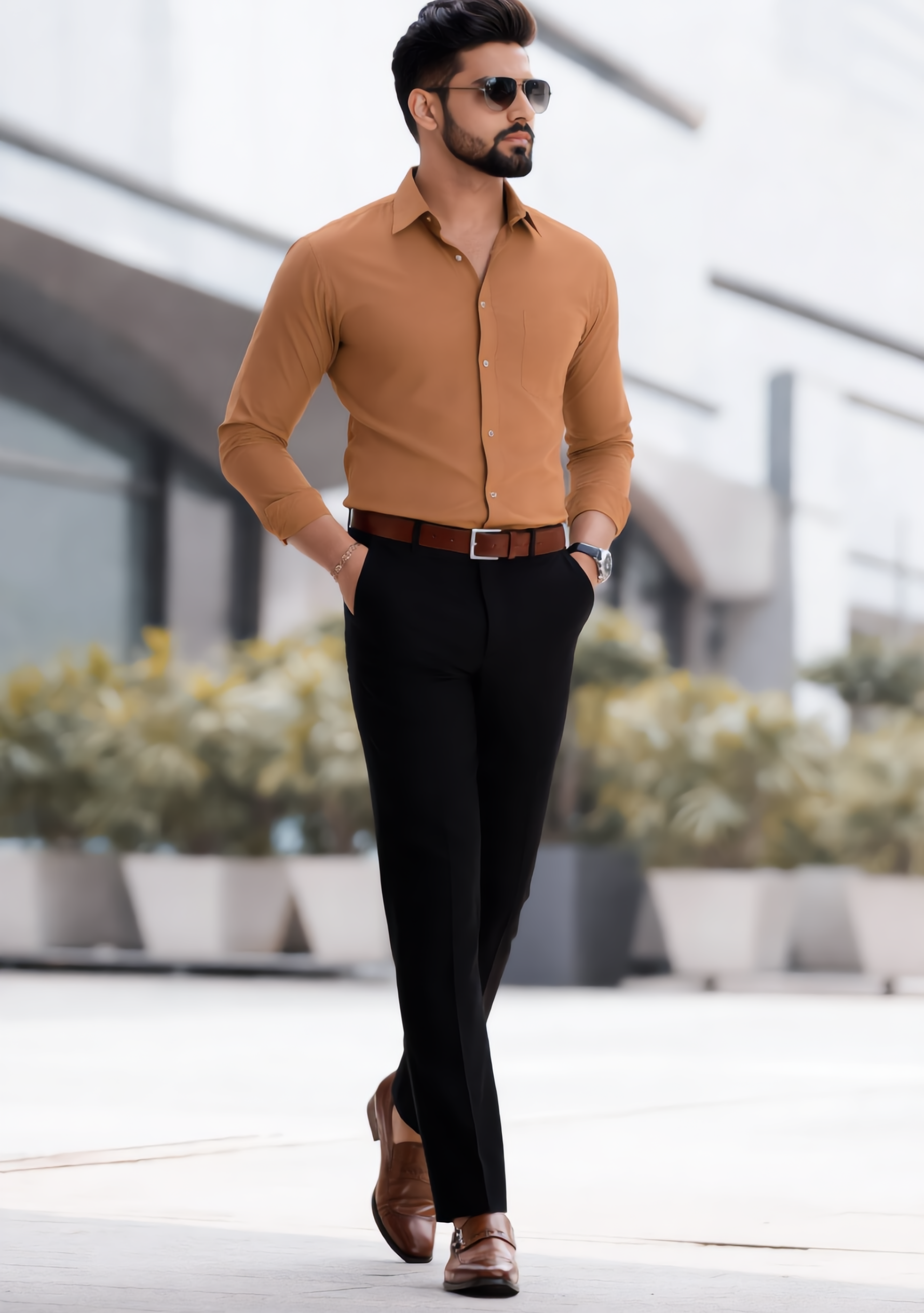 The Signature Combo – Brown Shirt + Black Pant
