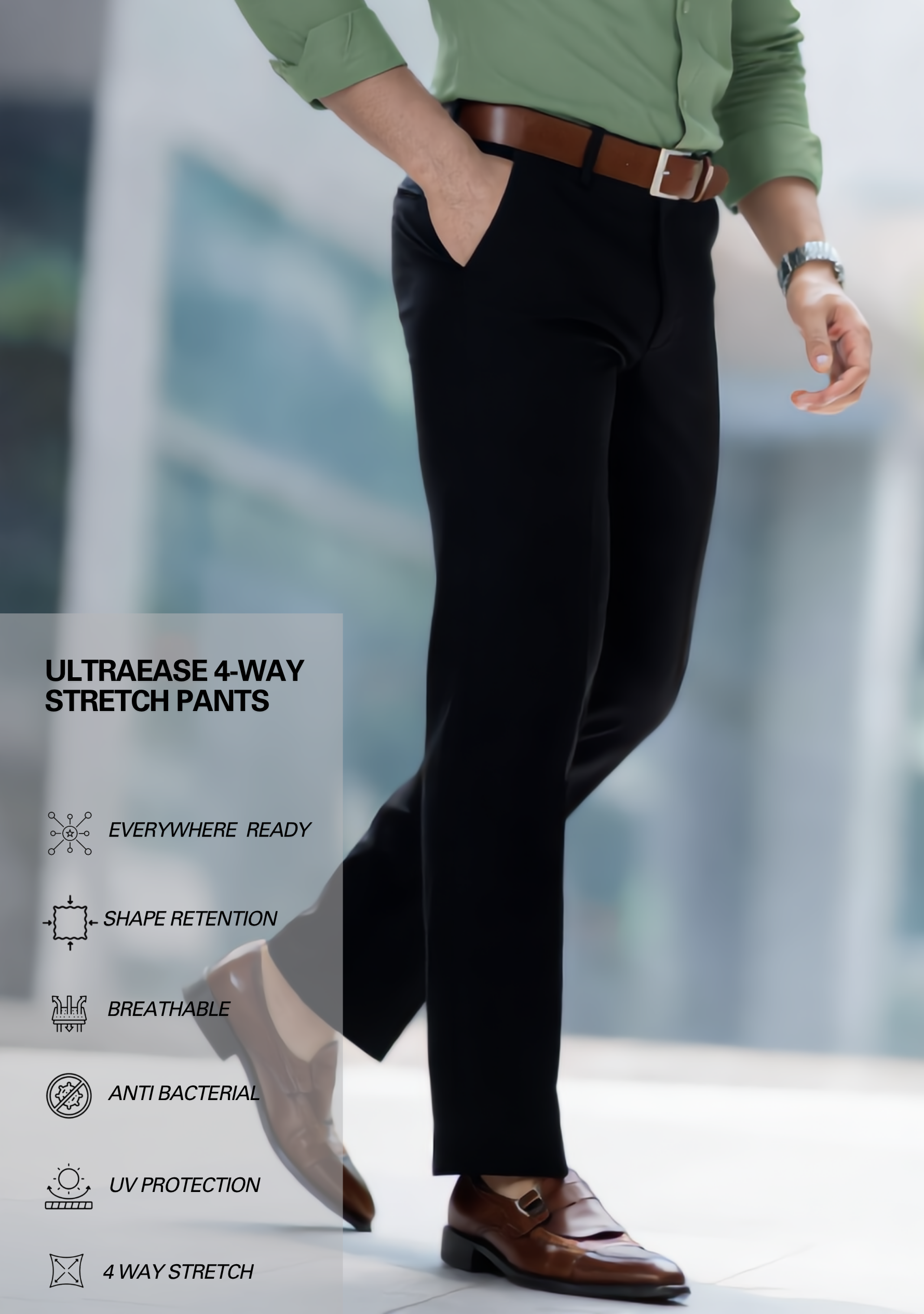 The Signature Combo – Green Shirt + Jet Black Pant