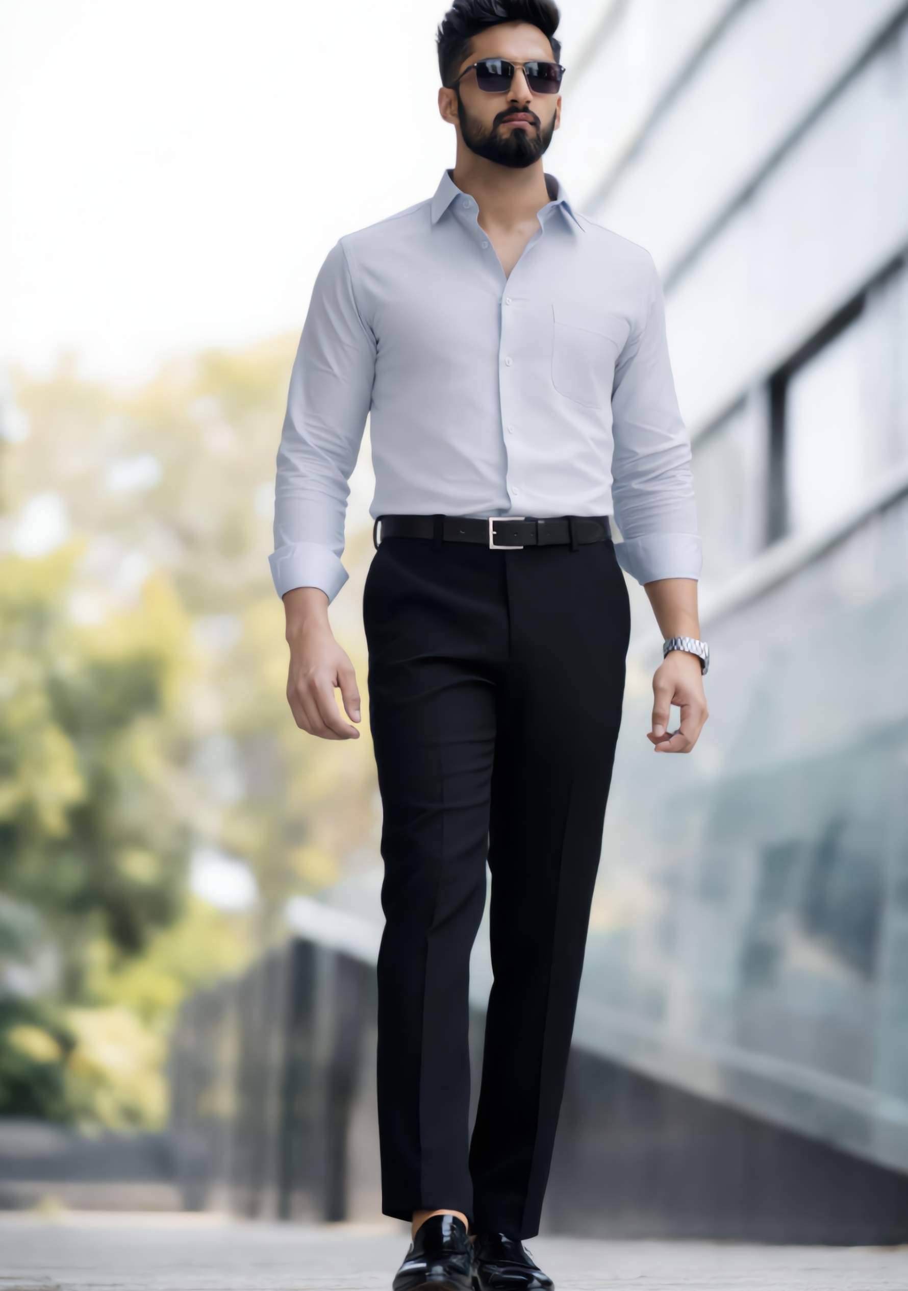 The Signature Combo – Light Grey Shirt + Black Pant