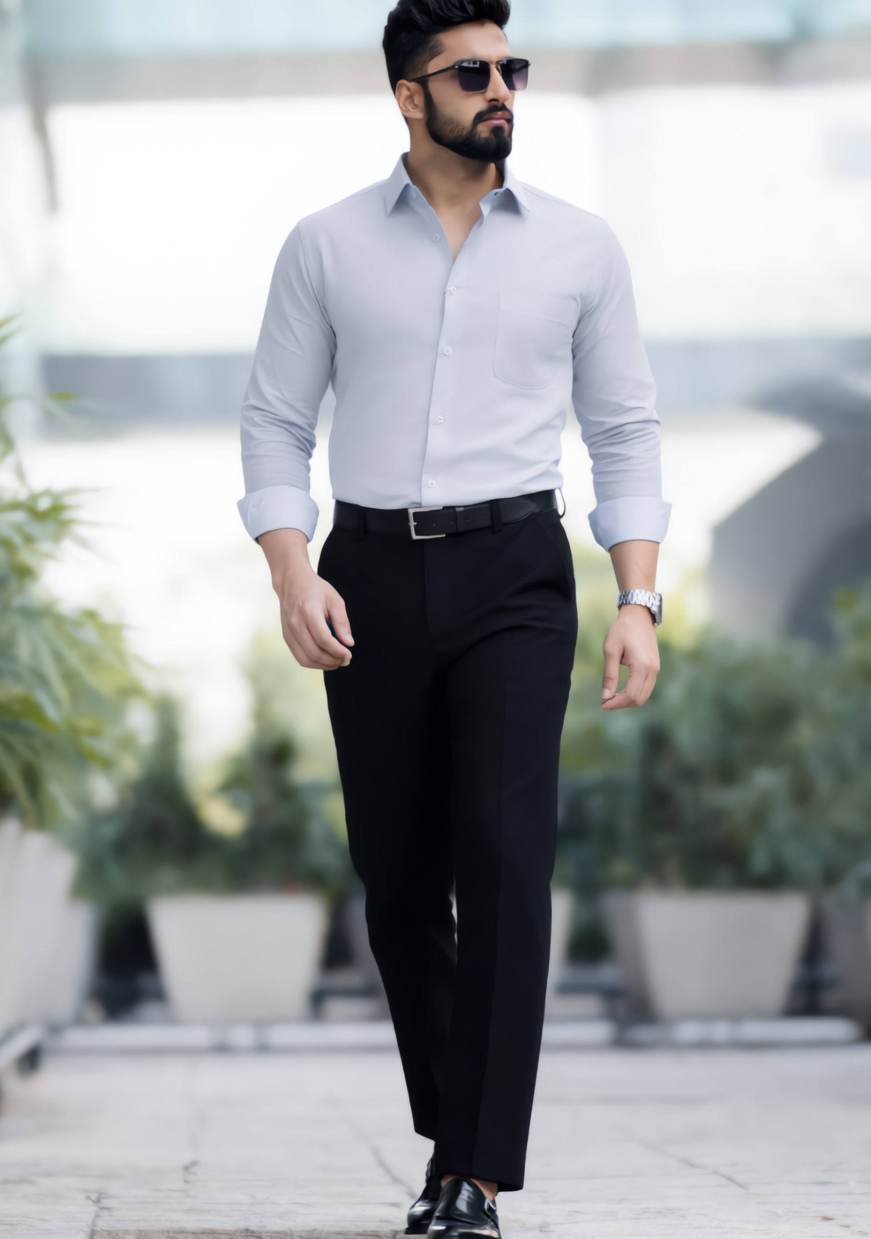 The Signature Combo – Light Grey Shirt + Black Pant