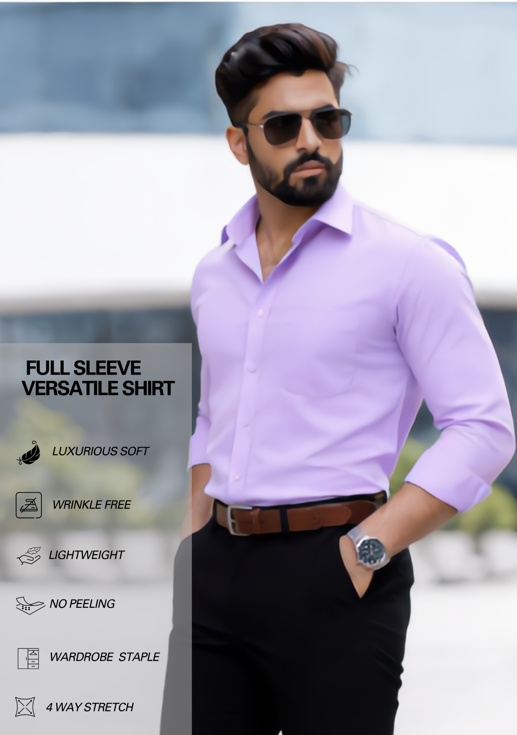 The Signature Combo – Purple Shirt + Jet Black Pant