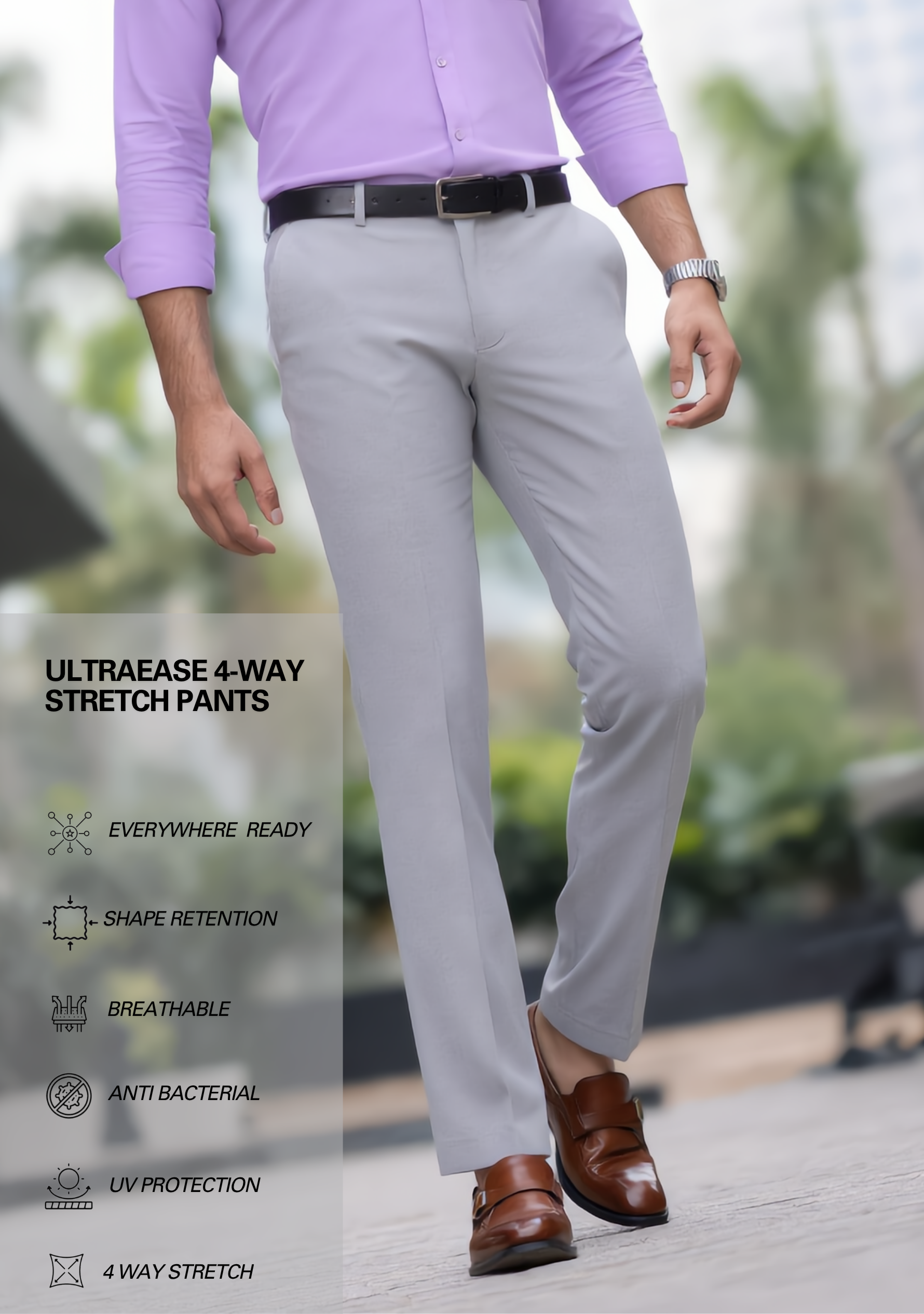 The Signature Combo – Purple Shirt + Light Grey Pant
