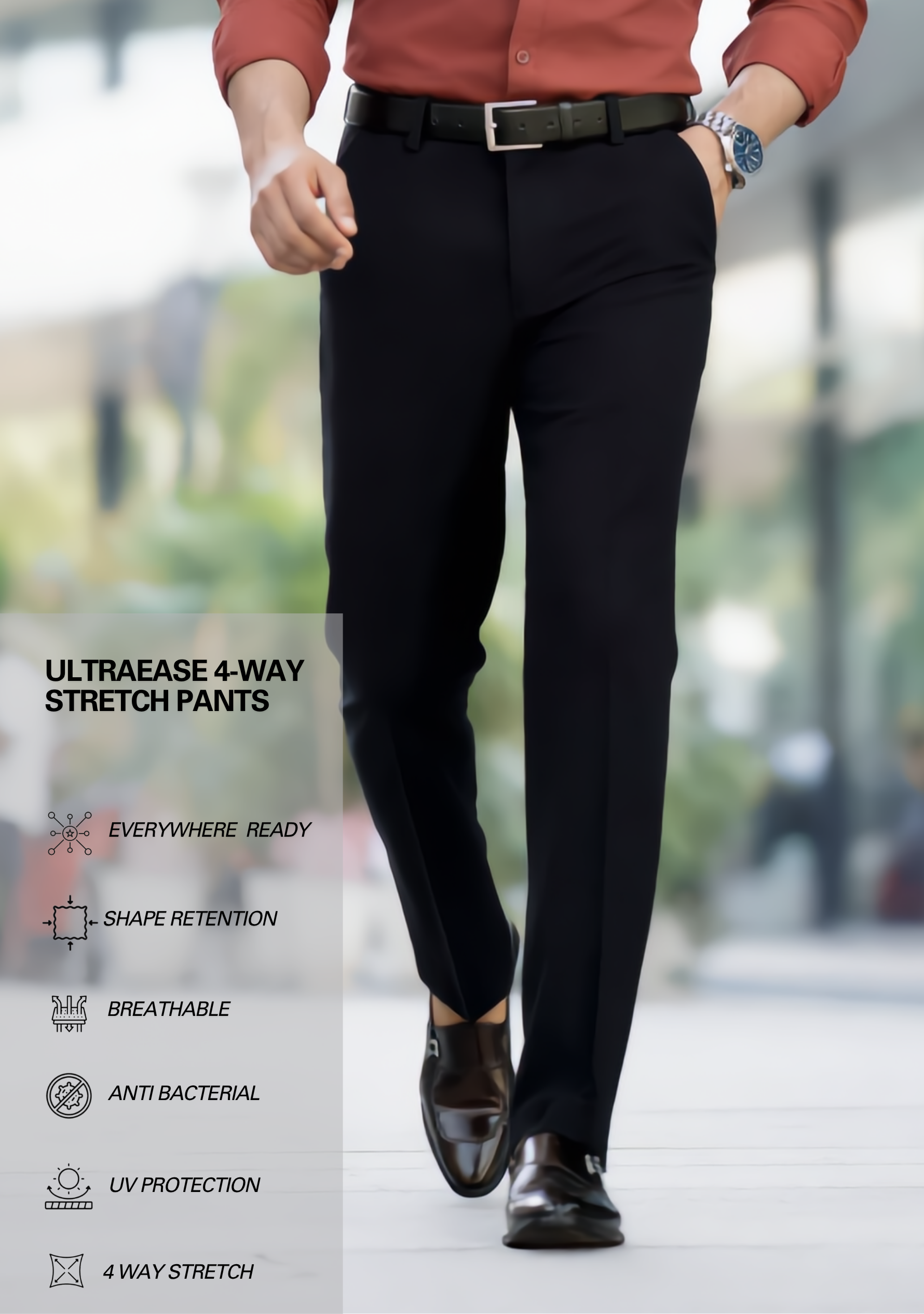 The Signature Combo – Rust Shirt + Black Pant