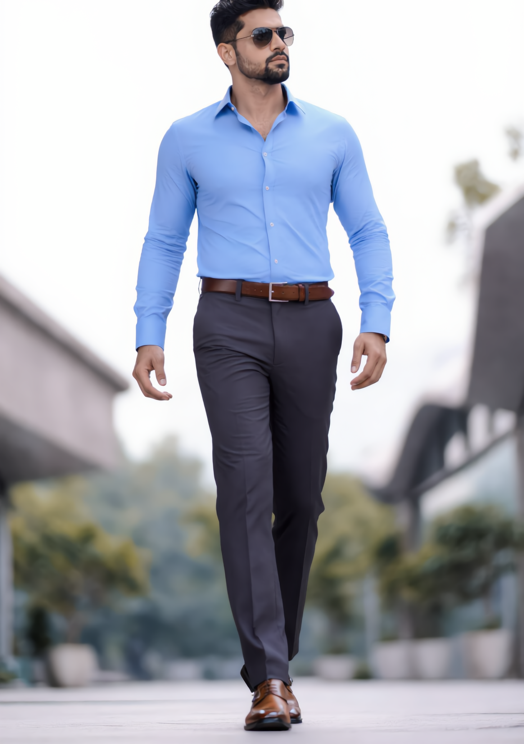 grey dress pants blue shirt The Signature Combo – Sky Blue Shirt + Grey Pant