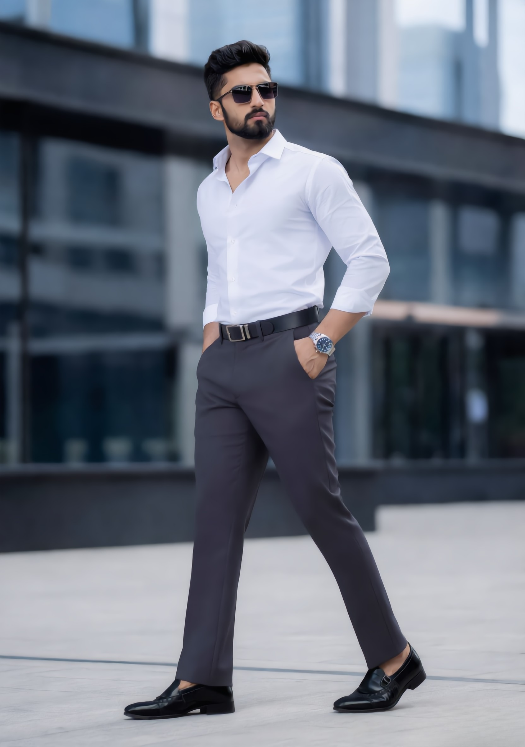 The Signature Combo – White Shirt + Grey Pant