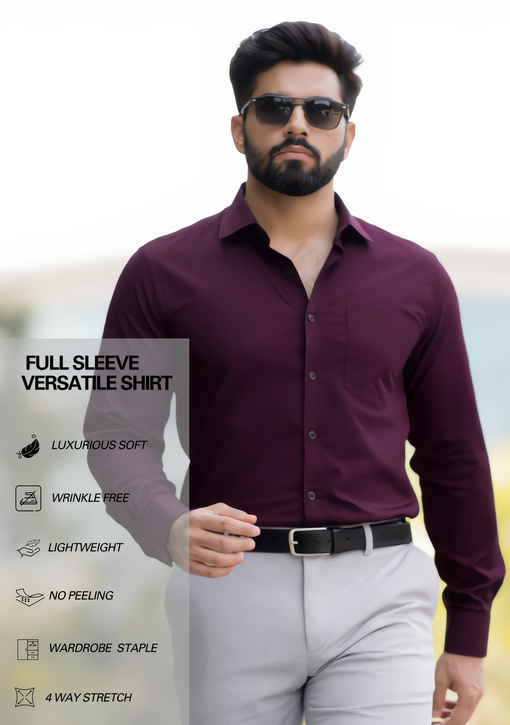 The Signature Combo – Wine Shirt + Light Grey Pant