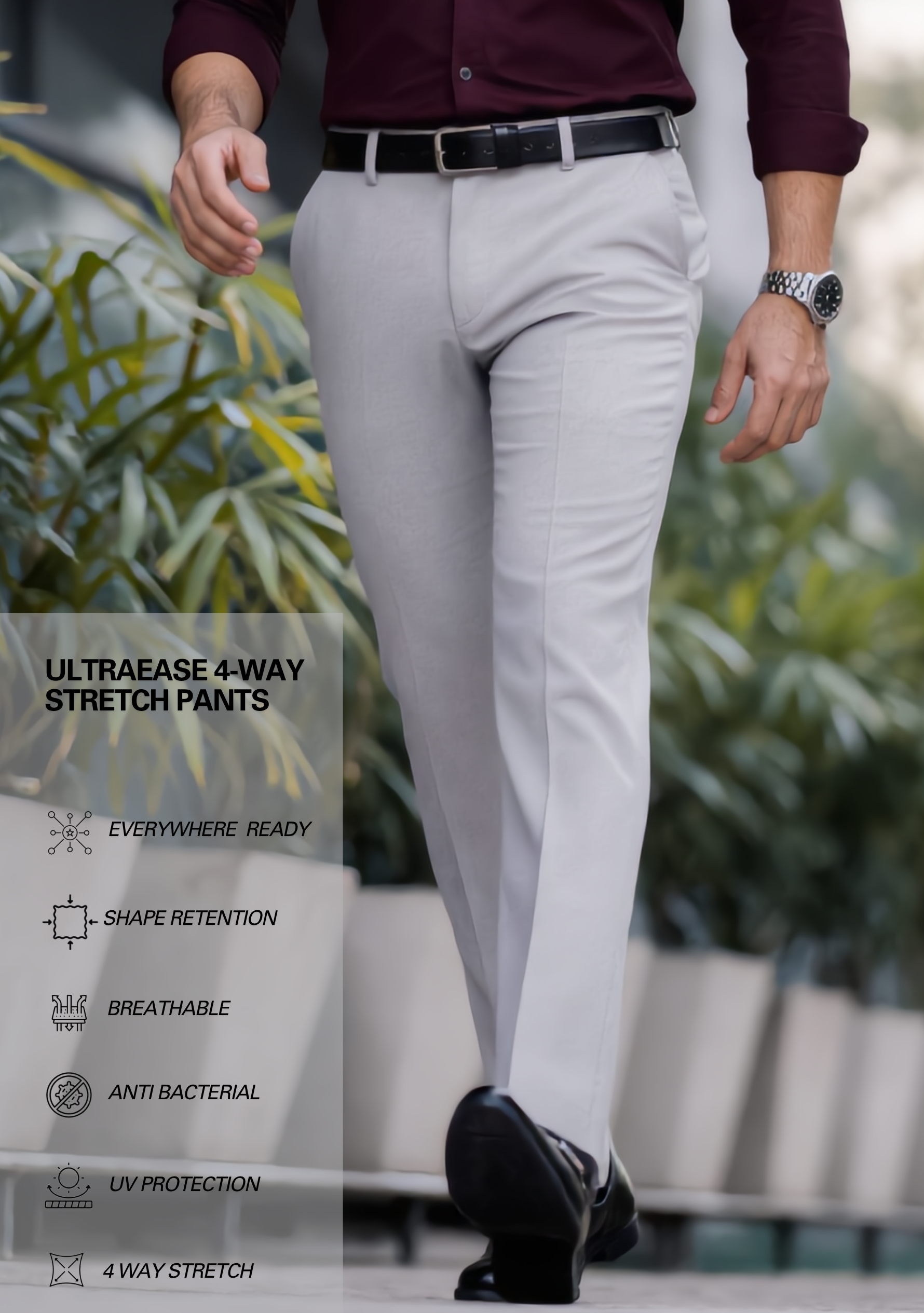 The Signature Combo – Wine Shirt + Light Grey Pant