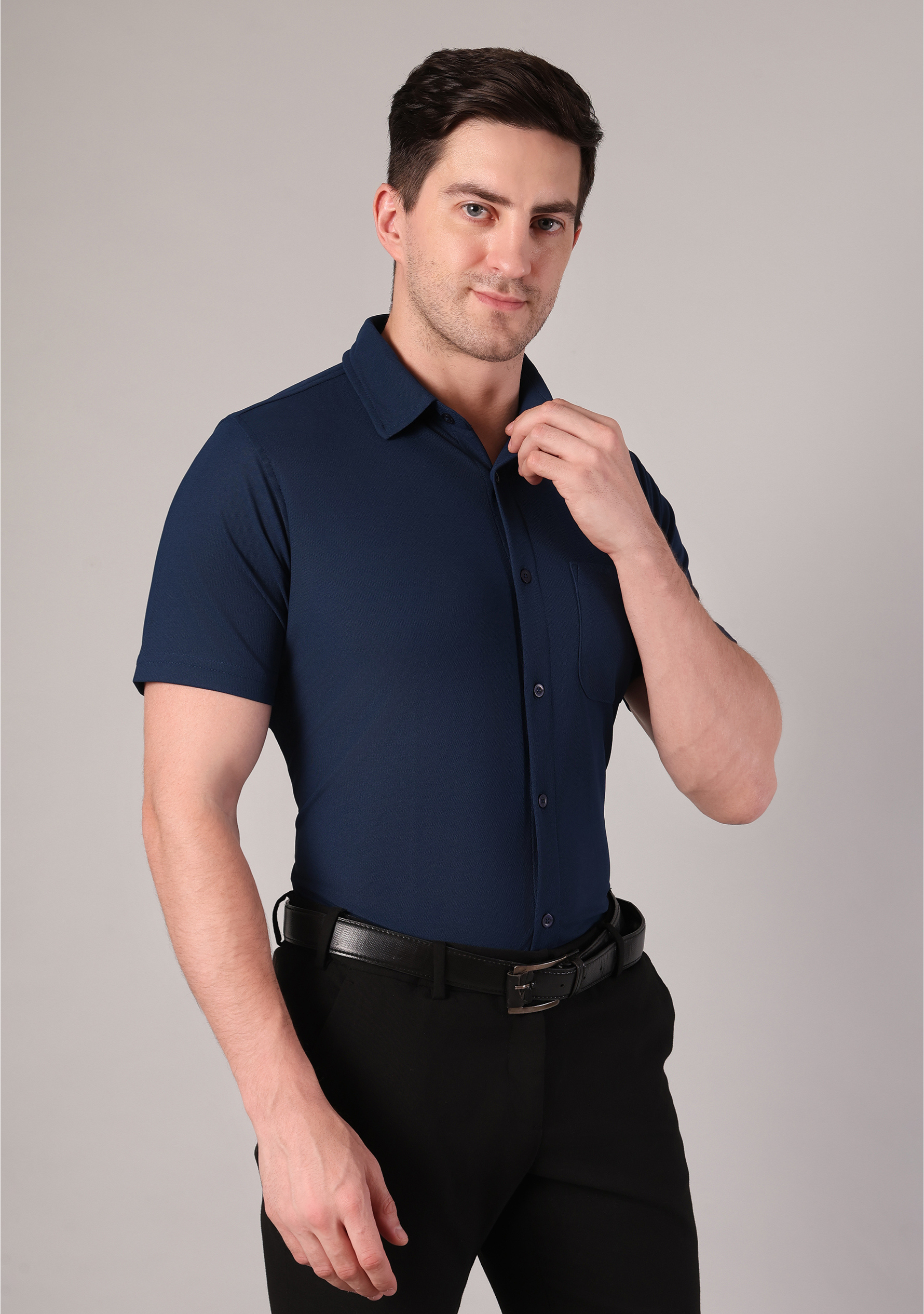 True Navy Half Sleeve Versatile Shirt